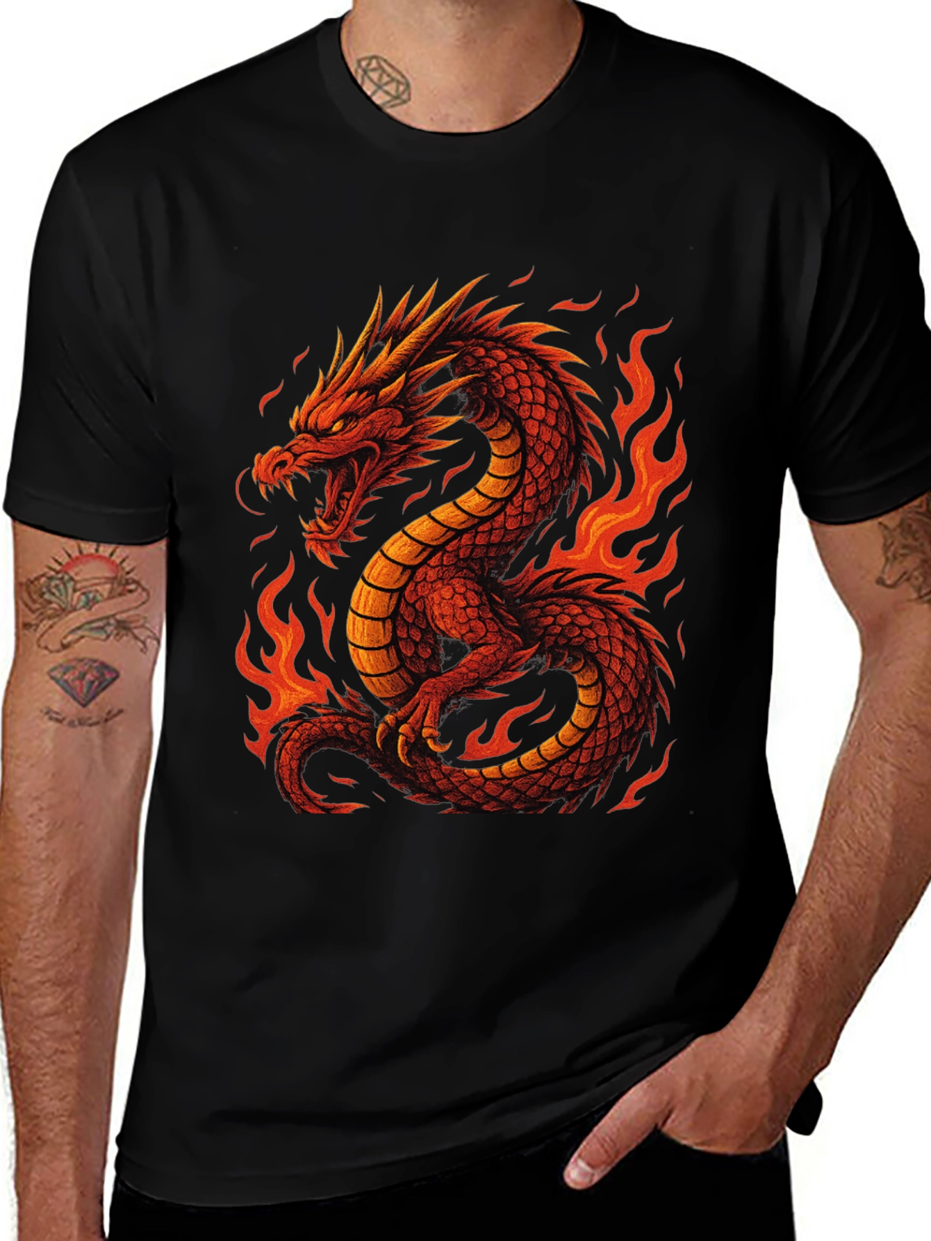 Fiery Dragon Graphic Tee - Bold & Unique
