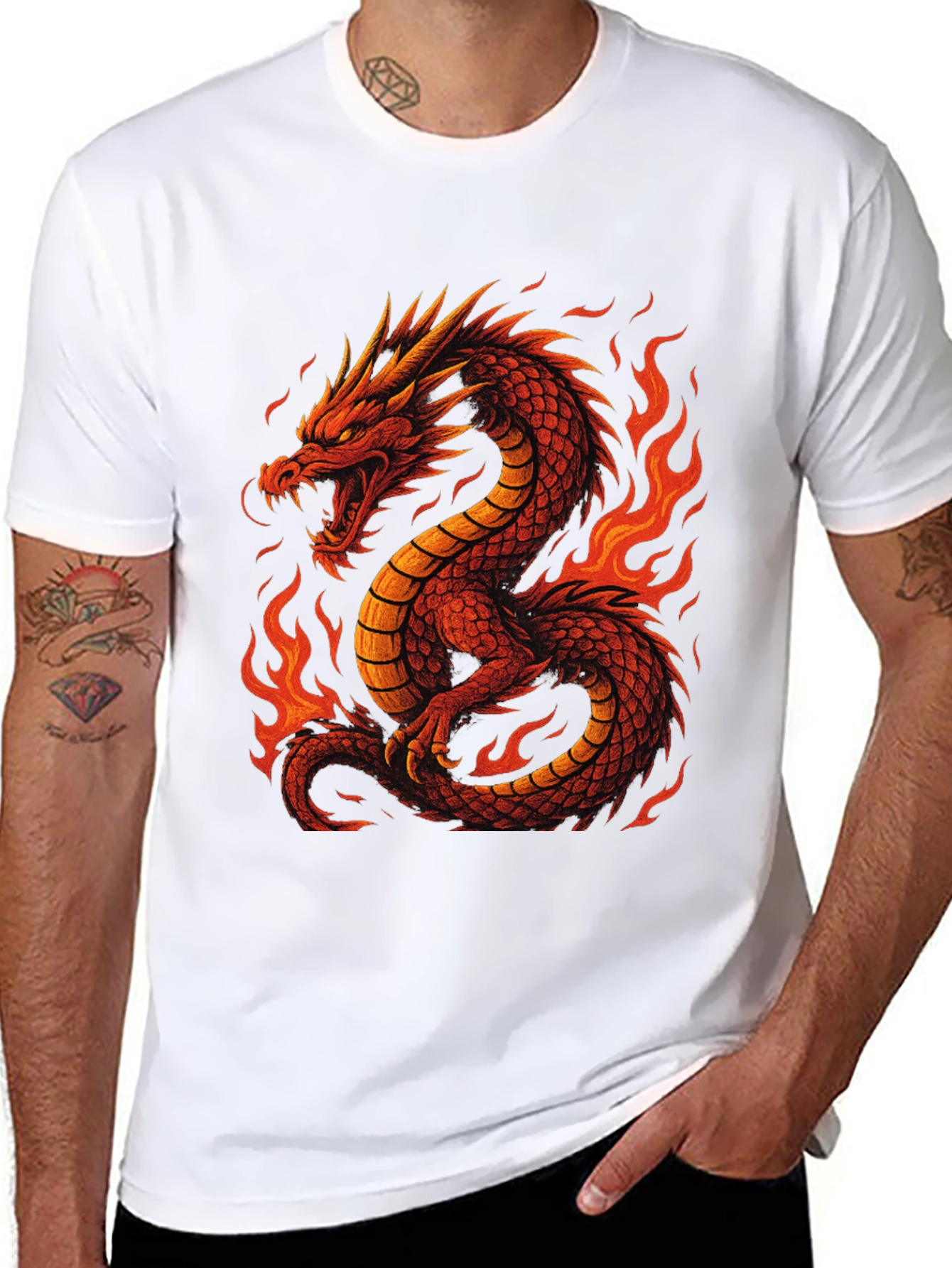 Fiery Dragon Graphic Tee - Bold & Unique