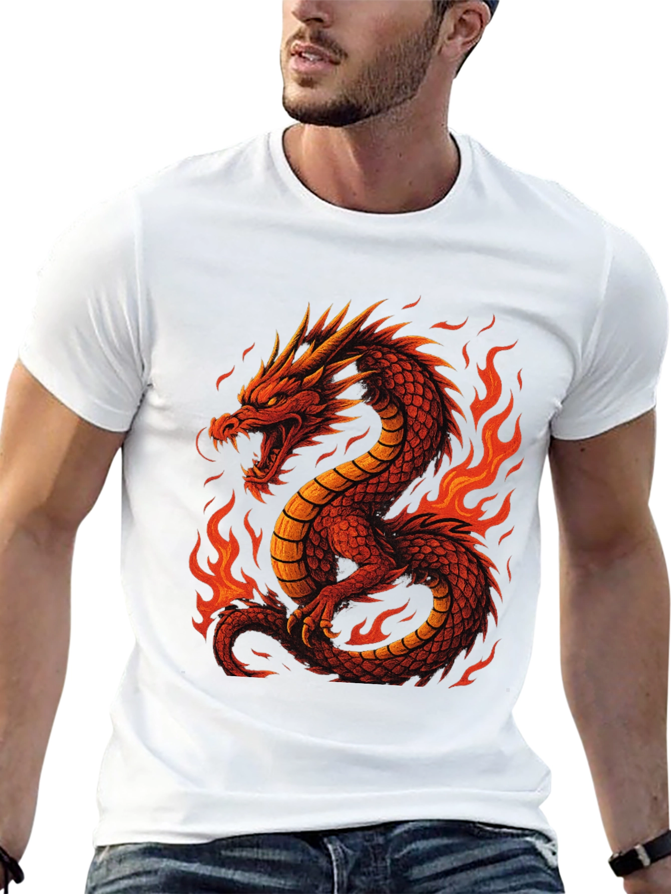 Fiery Dragon Graphic Tee - Bold & Unique