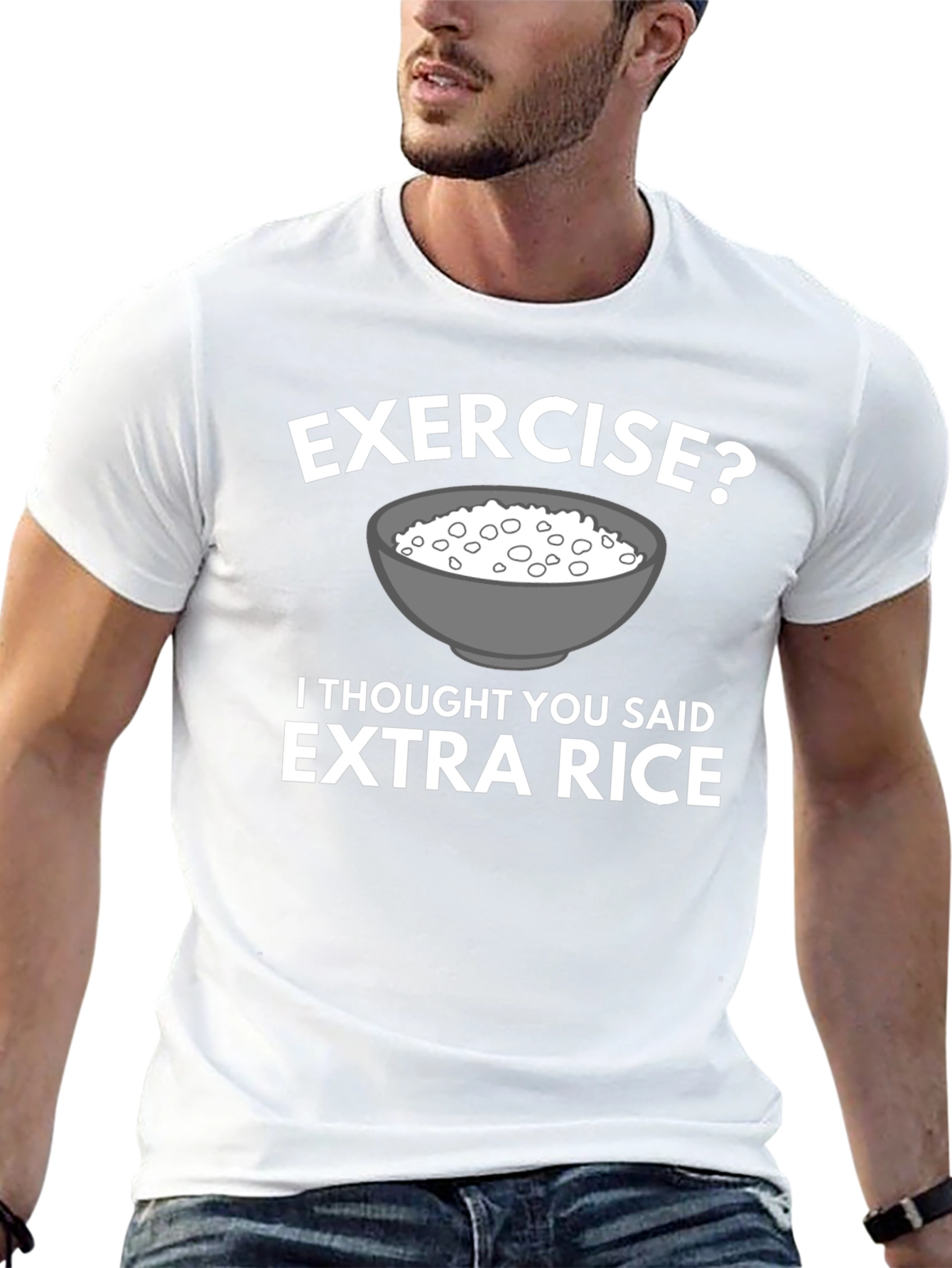 Exercise? Extra Rice T-Shirt Funny Foodie Tee