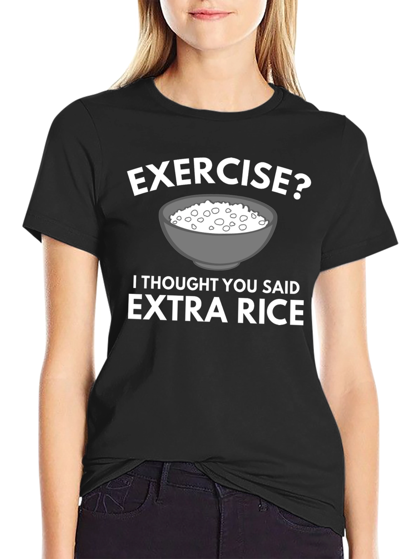 Exercise? Extra Rice T-Shirt Funny Foodie Tee