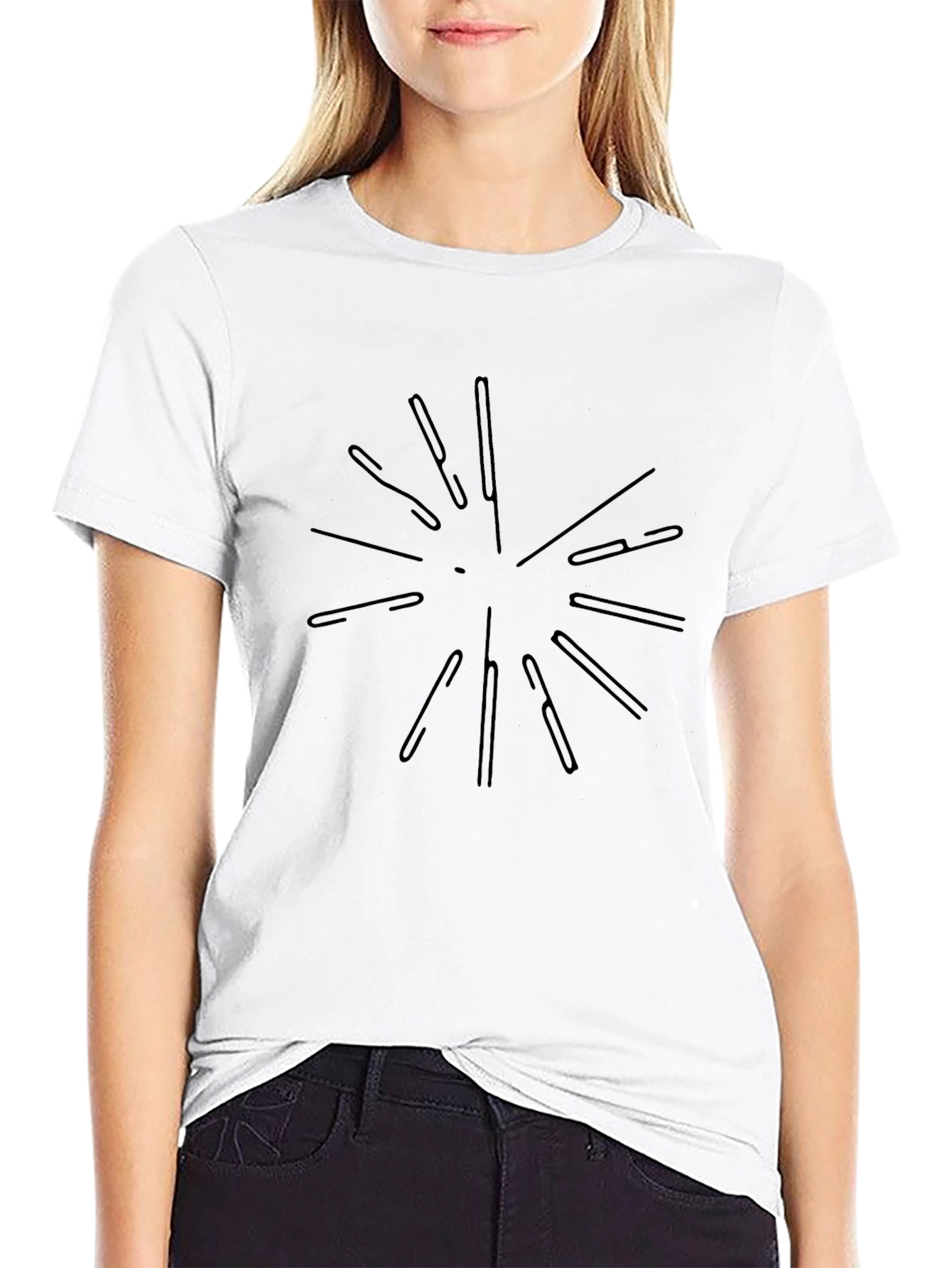 Mens Black Graphic Tee - Abstract Burst Design
