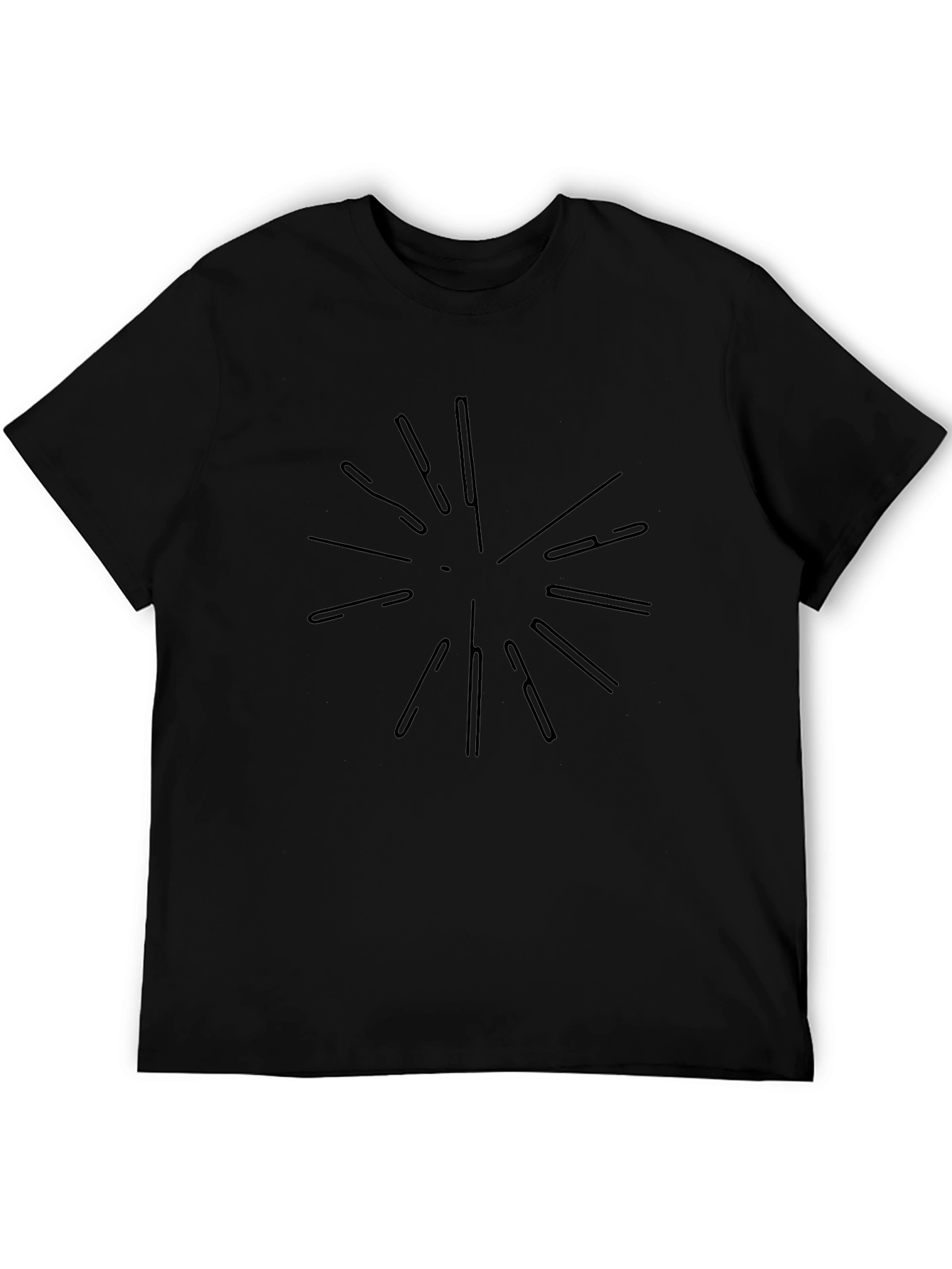 Mens Black Graphic Tee - Abstract Burst Design