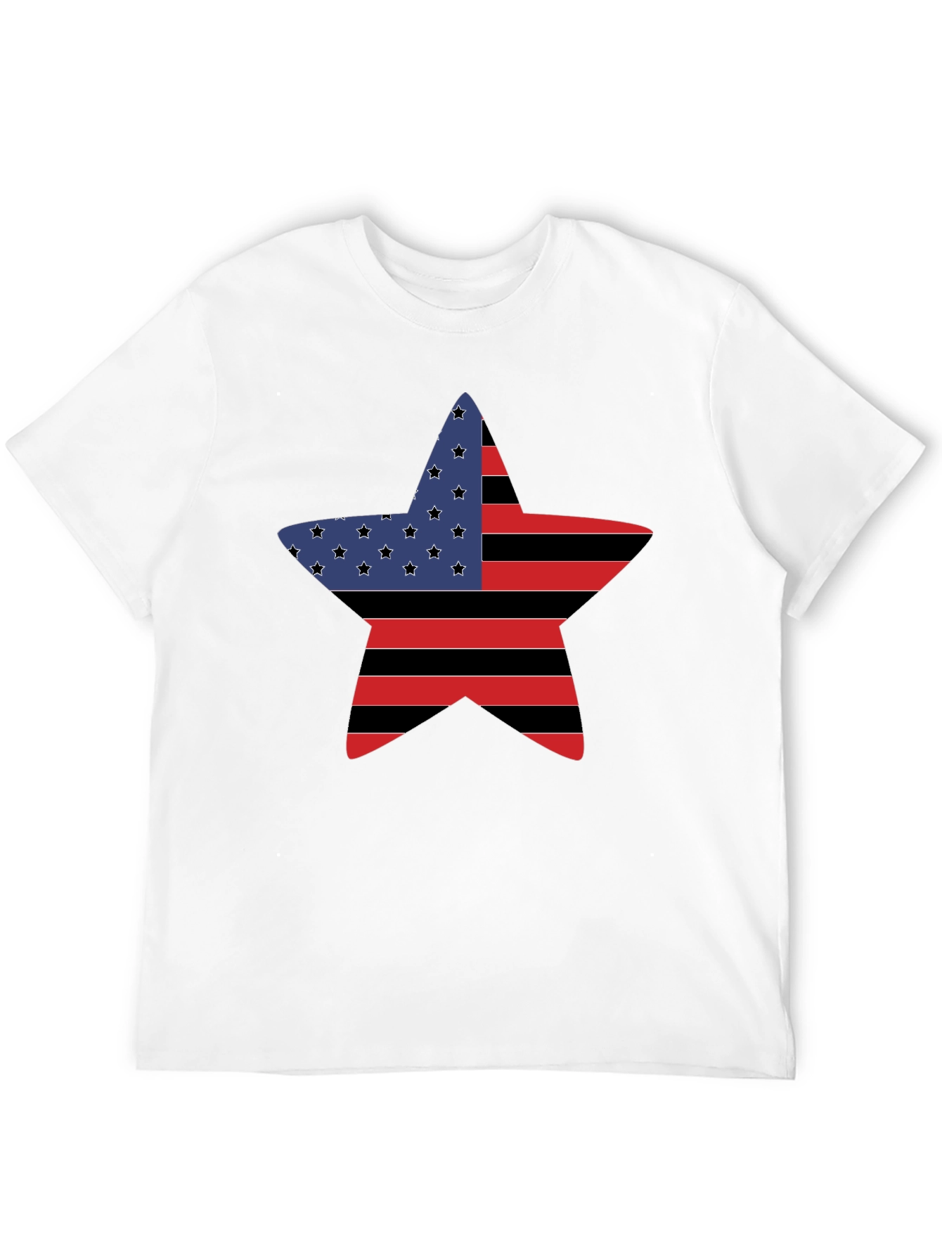 American Flag Star Graphic Tee - Black