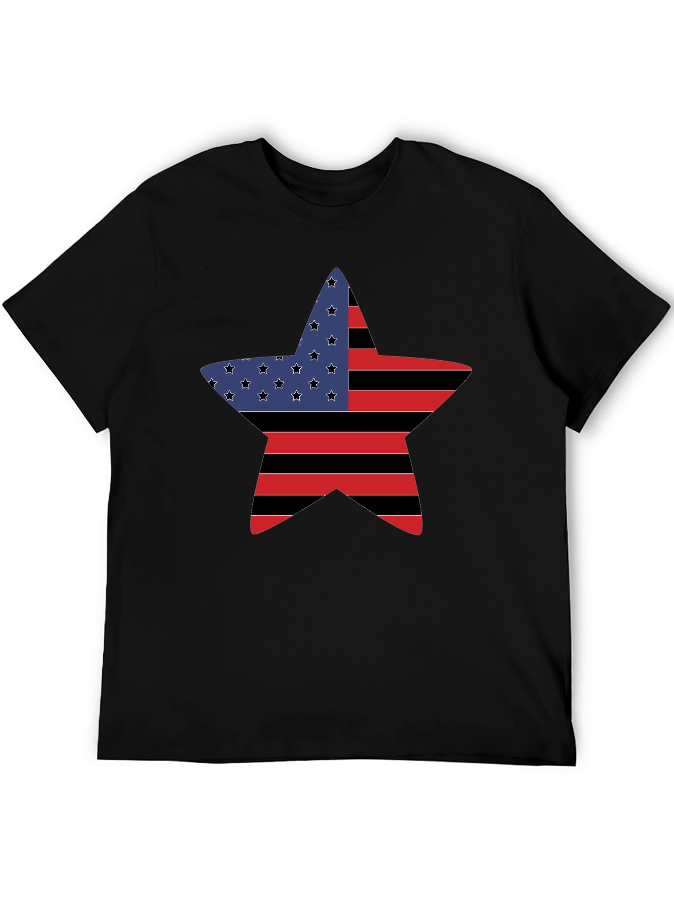 American Flag Star Graphic Tee - Black