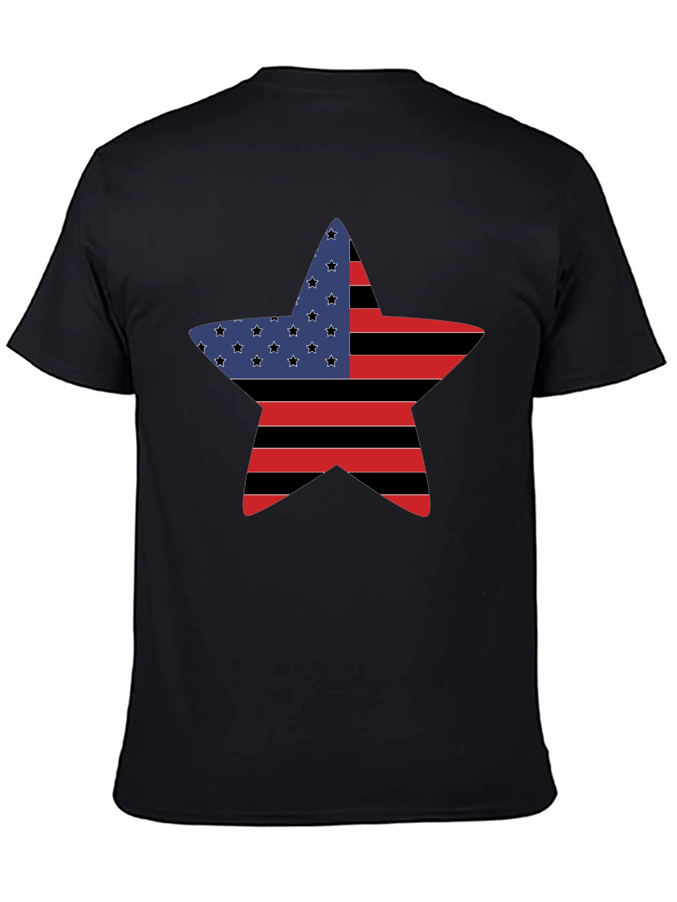 American Flag Star Graphic Tee - Black