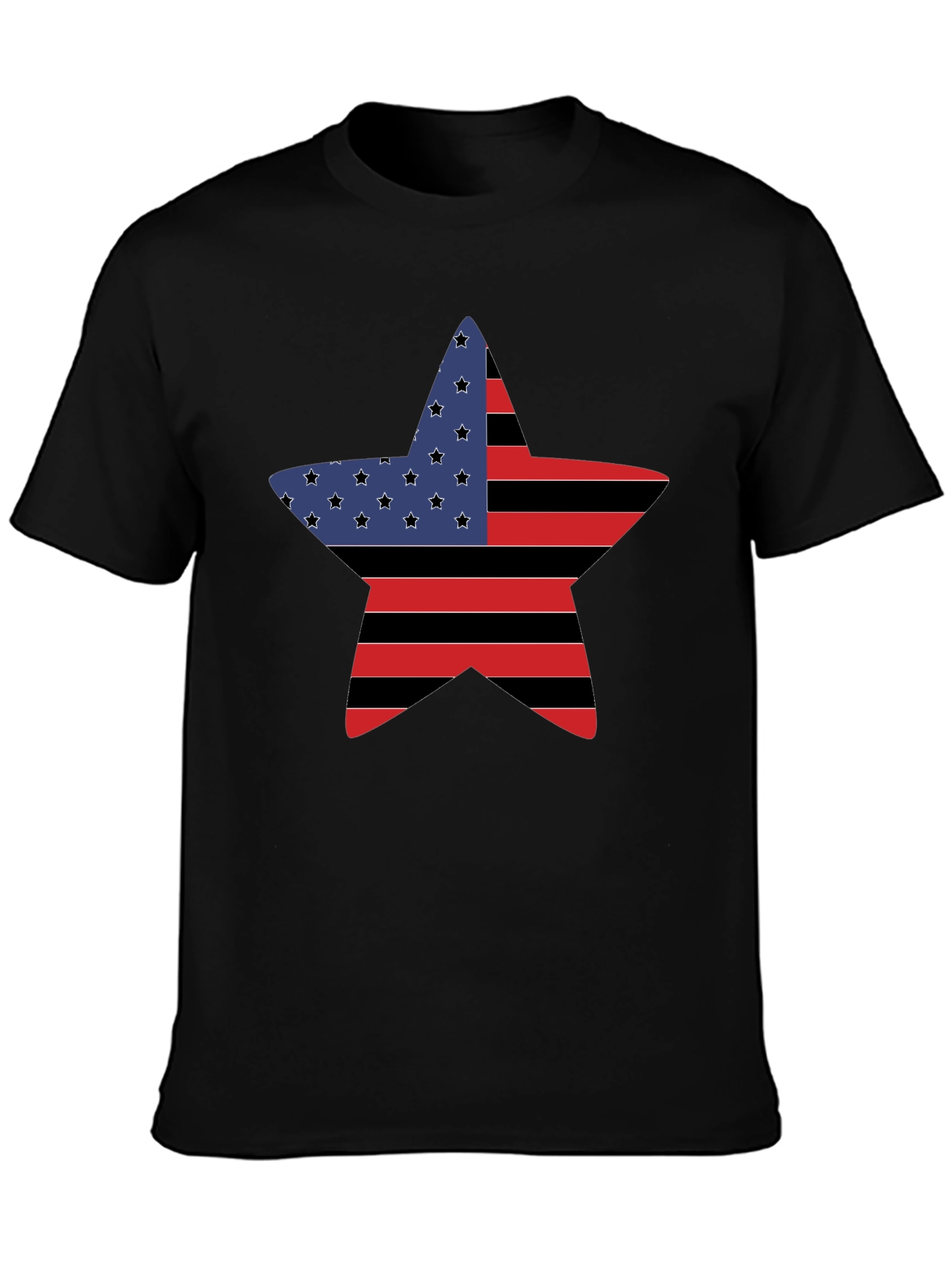 American Flag Star Graphic Tee - Black