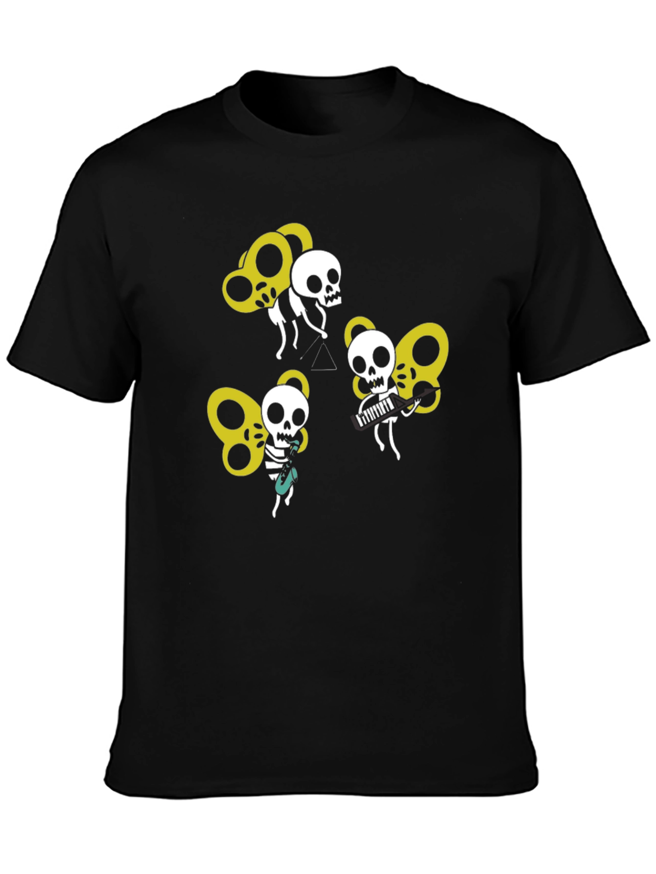 Skull Band Graphic Tee - Unique Design