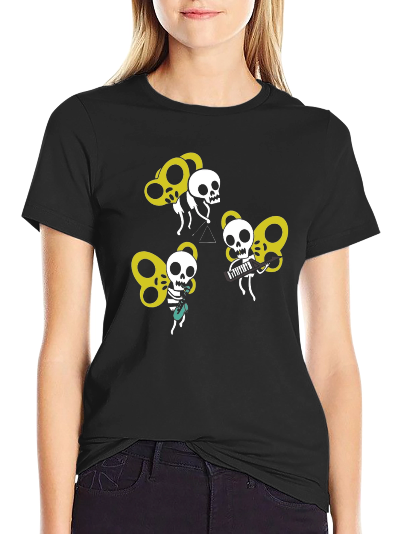 Skull Band Graphic Tee - Unique Design