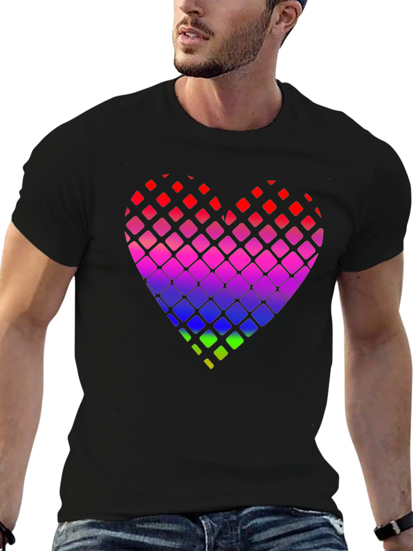 Rainbow Pixel Heart Graphic Tee