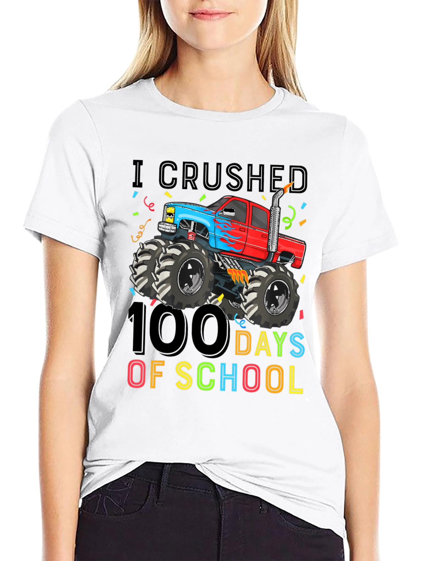 I Crushed 100 Days of School Monster Truck T-Shirt