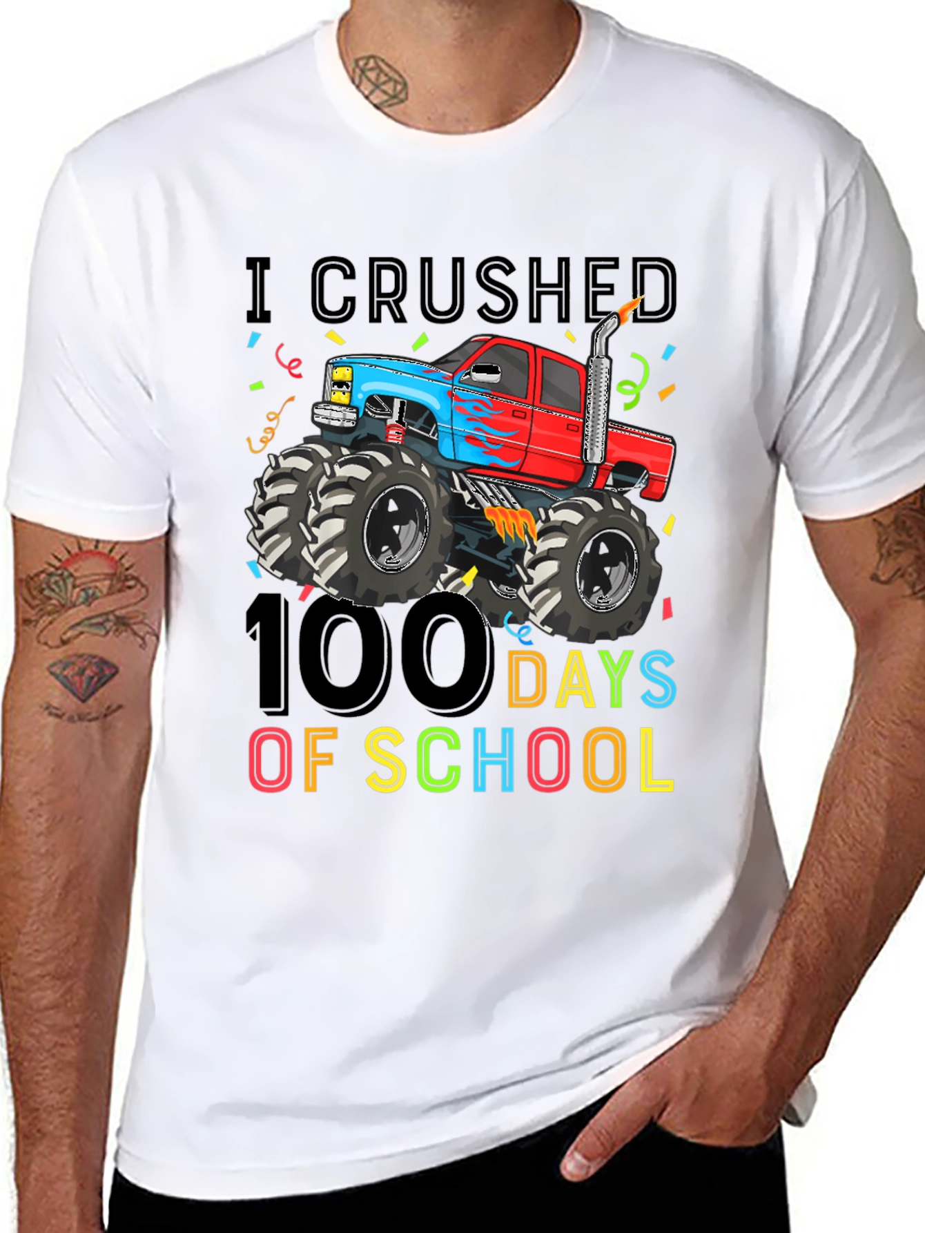 I Crushed 100 Days of School Monster Truck T-Shirt
