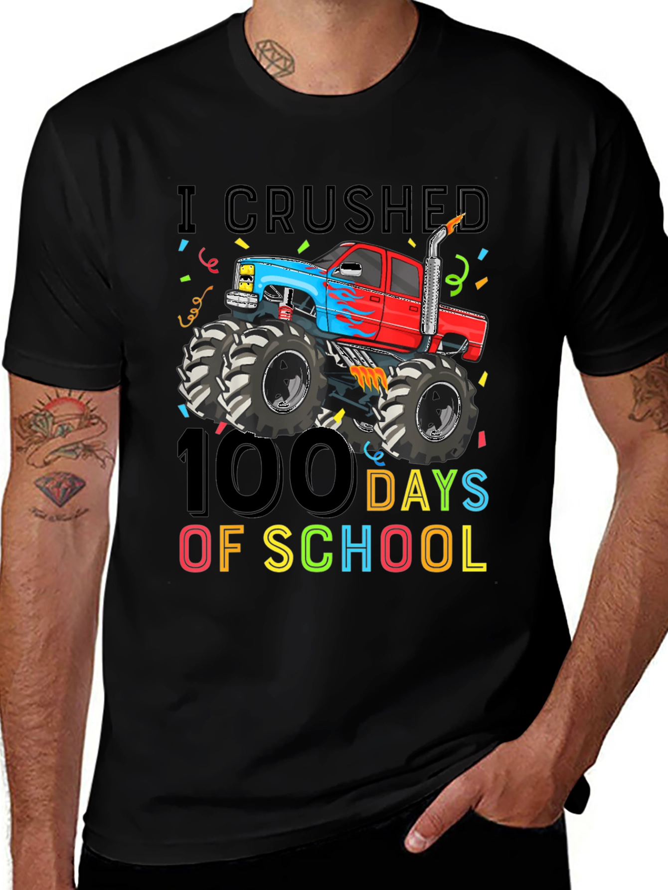I Crushed 100 Days of School Monster Truck T-Shirt