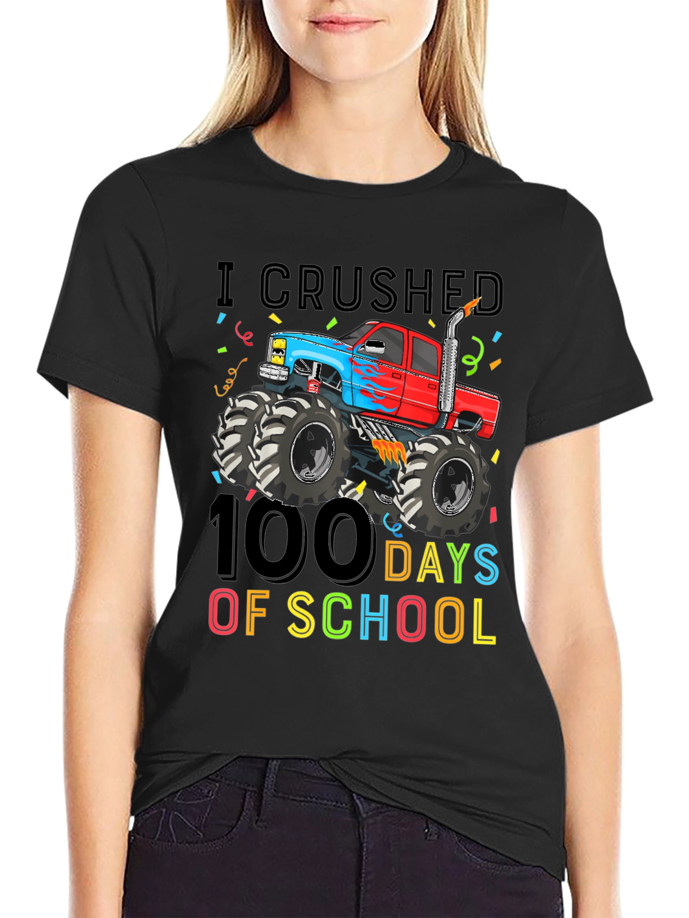 I Crushed 100 Days of School Monster Truck T-Shirt