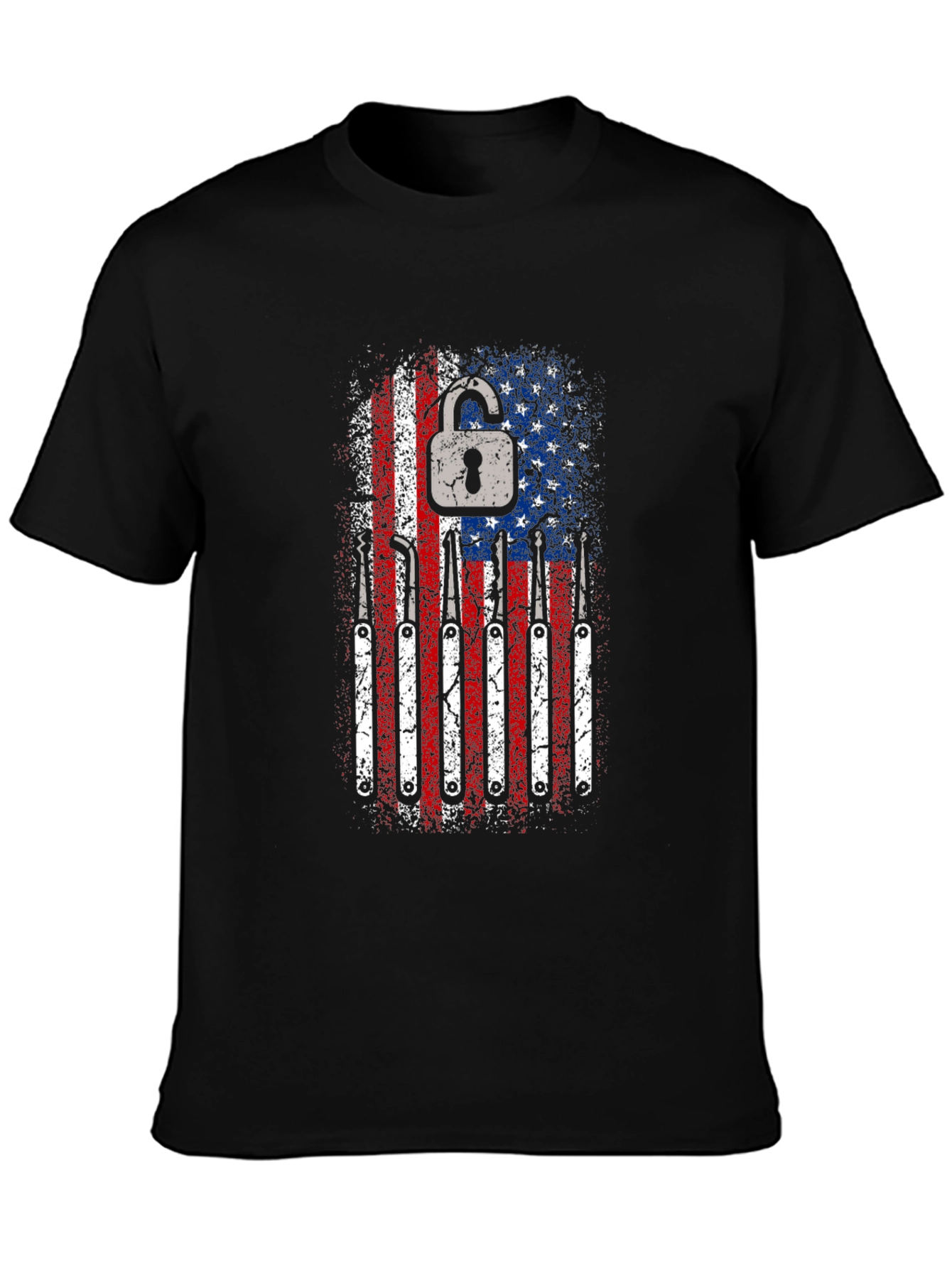 Patriotic Lock Pick T-Shirt - USA Flag Design