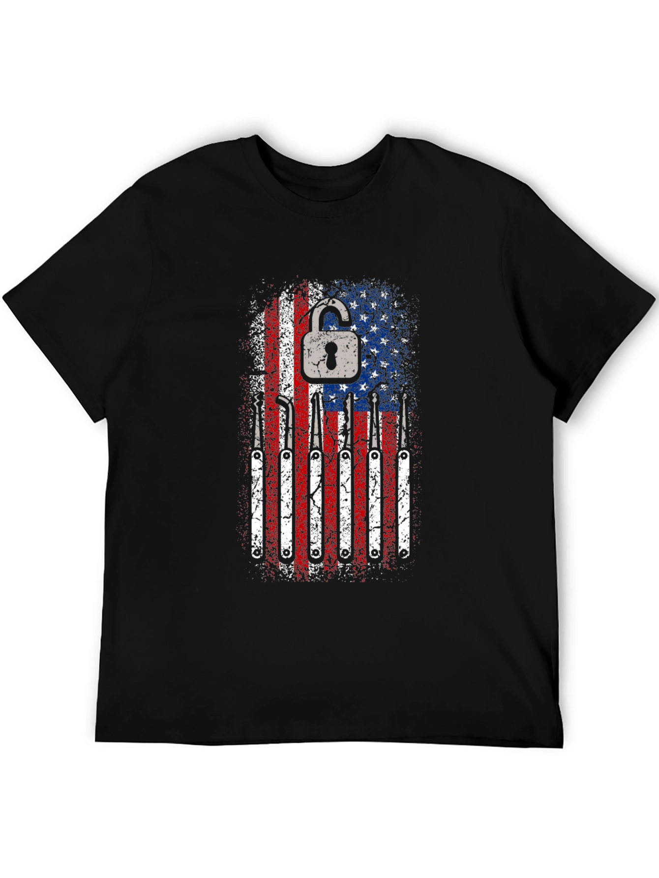 Patriotic Lock Pick T-Shirt - USA Flag Design