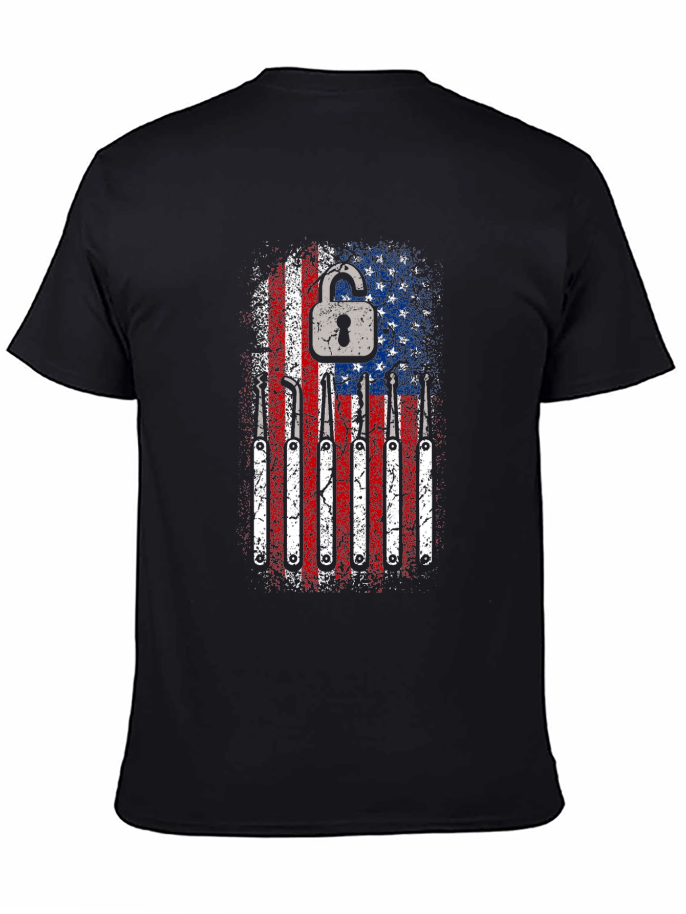 Patriotic Lock Pick T-Shirt - USA Flag Design