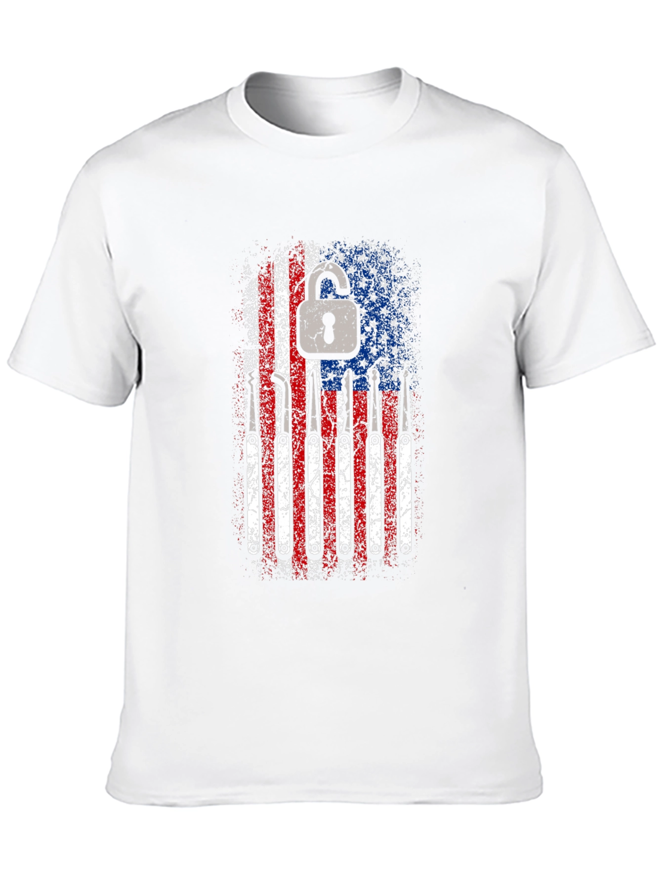 Patriotic Lock Pick T-Shirt - USA Flag Design