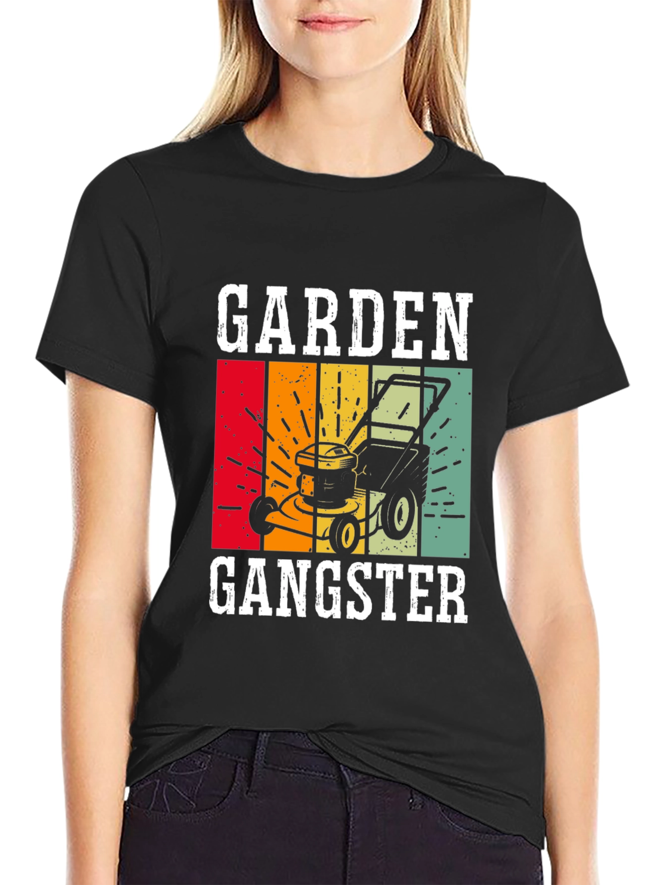 Garden Gangster Graphic T-Shirt - Retro Lawn Mower Design