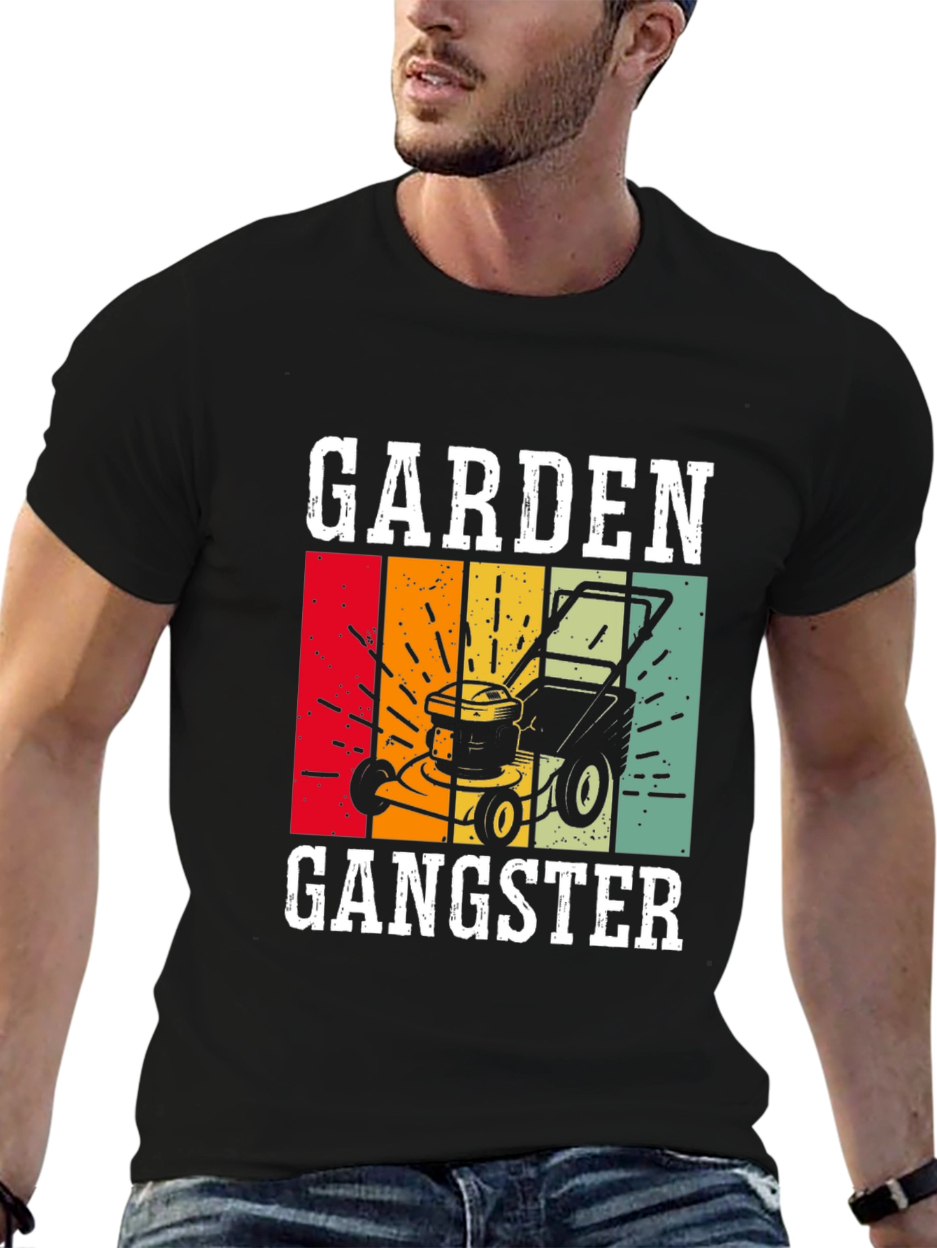 Garden Gangster Graphic T-Shirt - Retro Lawn Mower Design