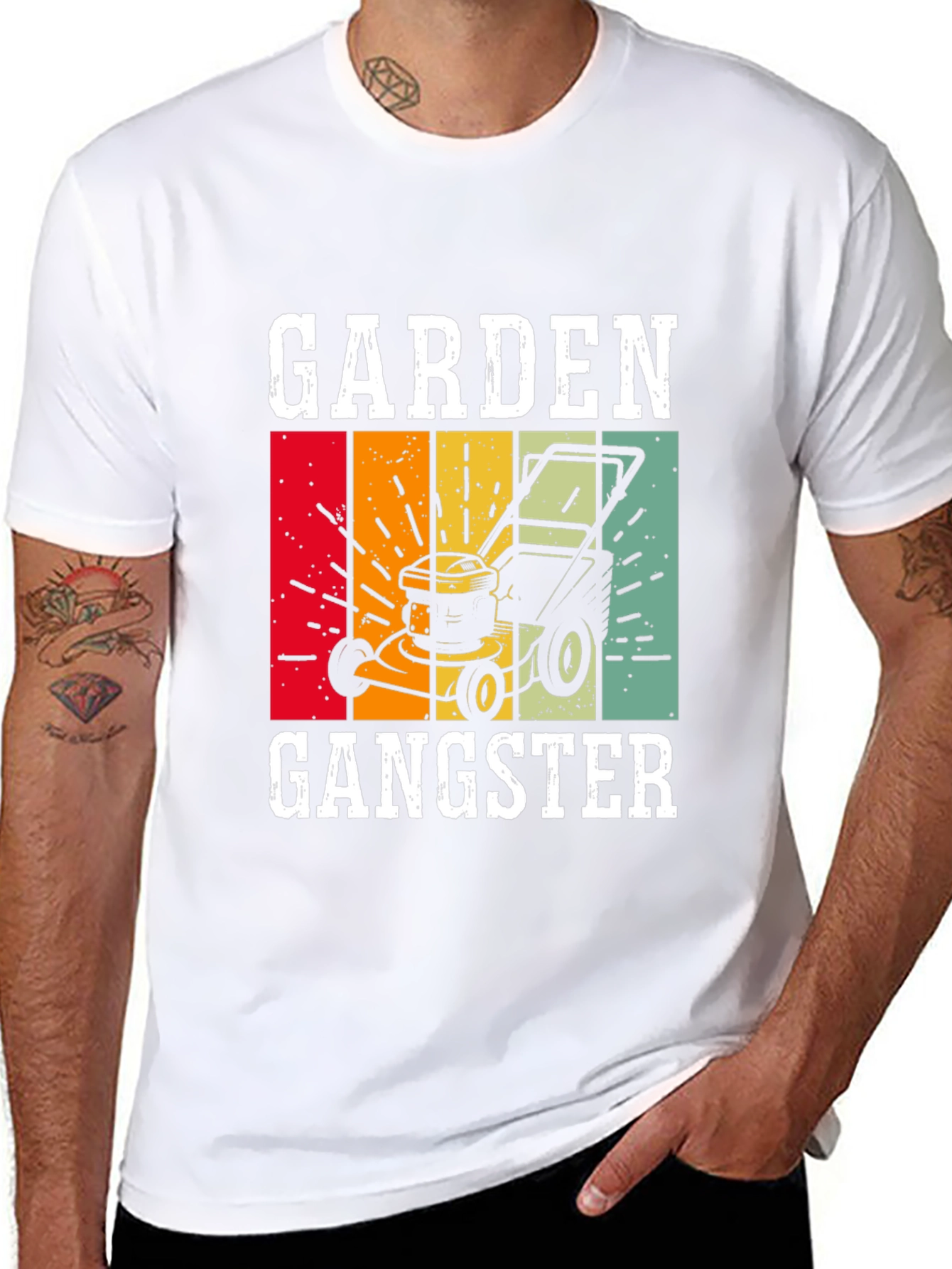 Garden Gangster Graphic T-Shirt - Retro Lawn Mower Design