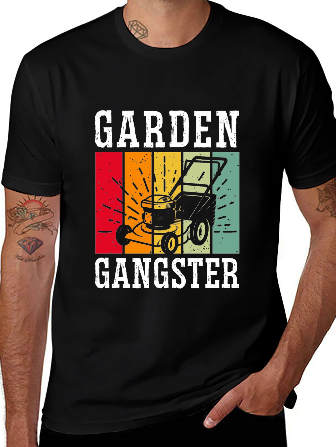 Garden Gangster Graphic T-Shirt - Retro Lawn Mower Design