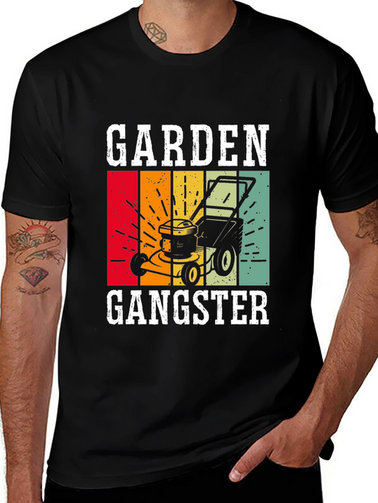 Garden Gangster Graphic T-Shirt - Retro Lawn Mower Design