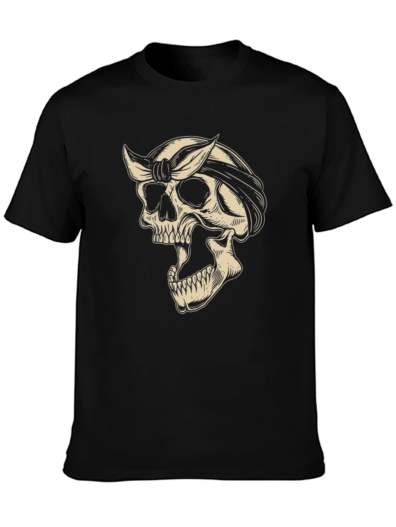 Skull Bandana Graphic Tee - Black