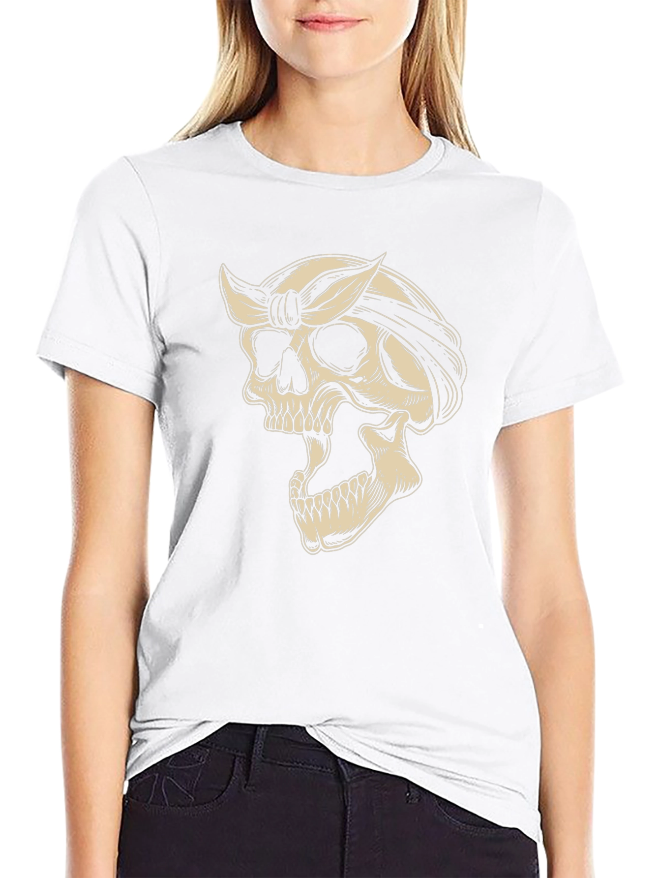 Skull Bandana Graphic Tee - Black