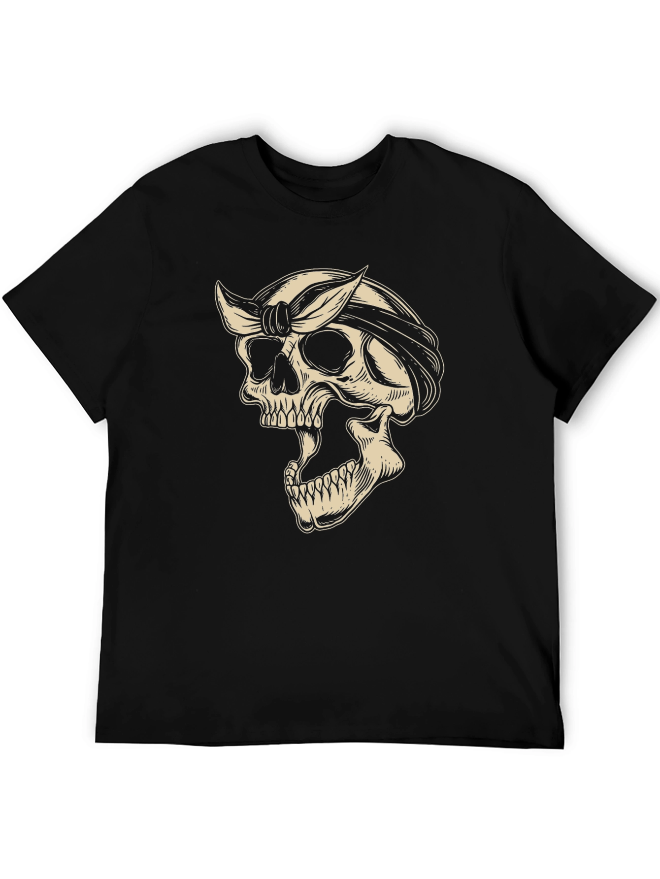 Skull Bandana Graphic Tee - Black