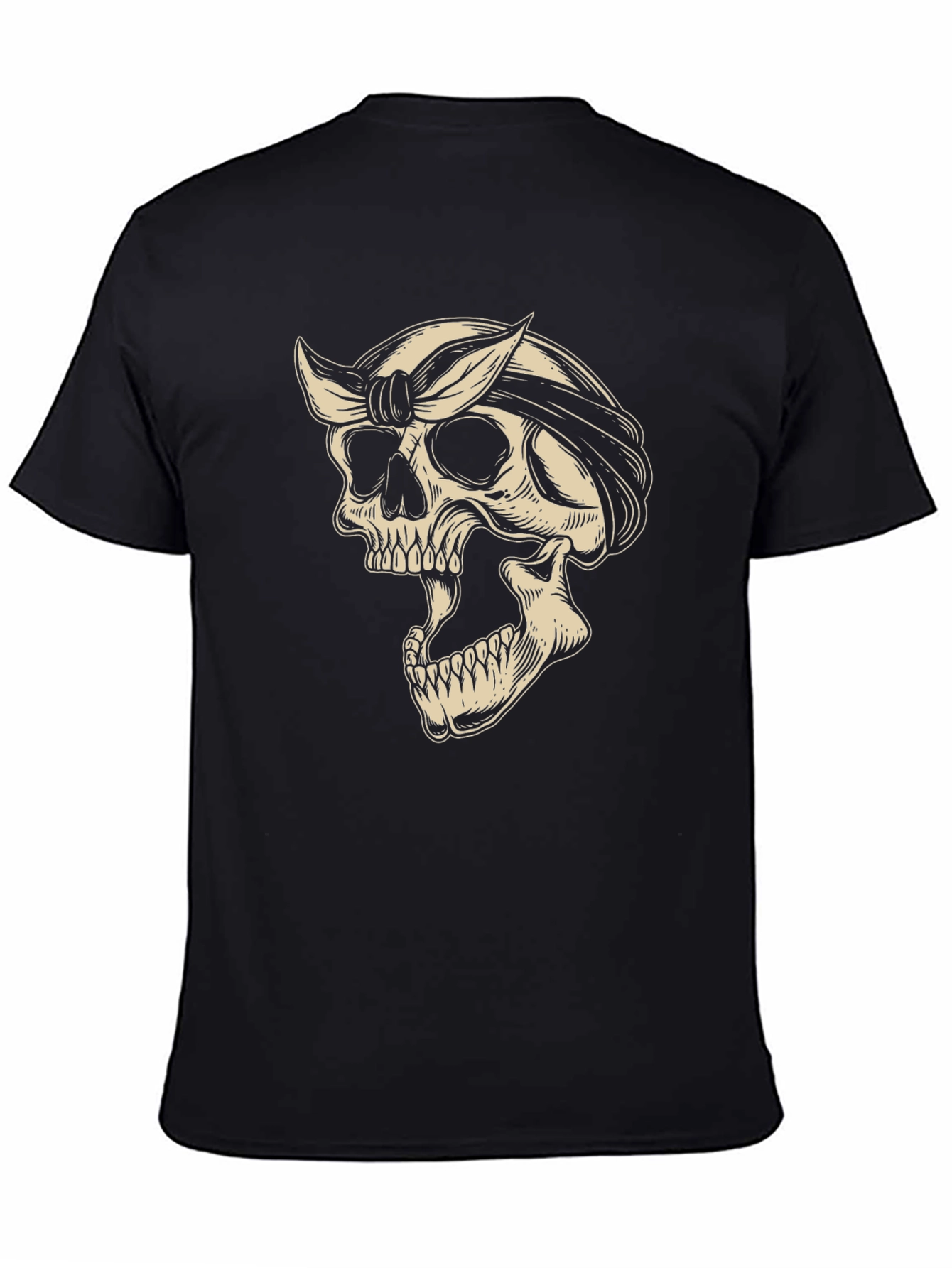 Skull Bandana Graphic Tee - Black