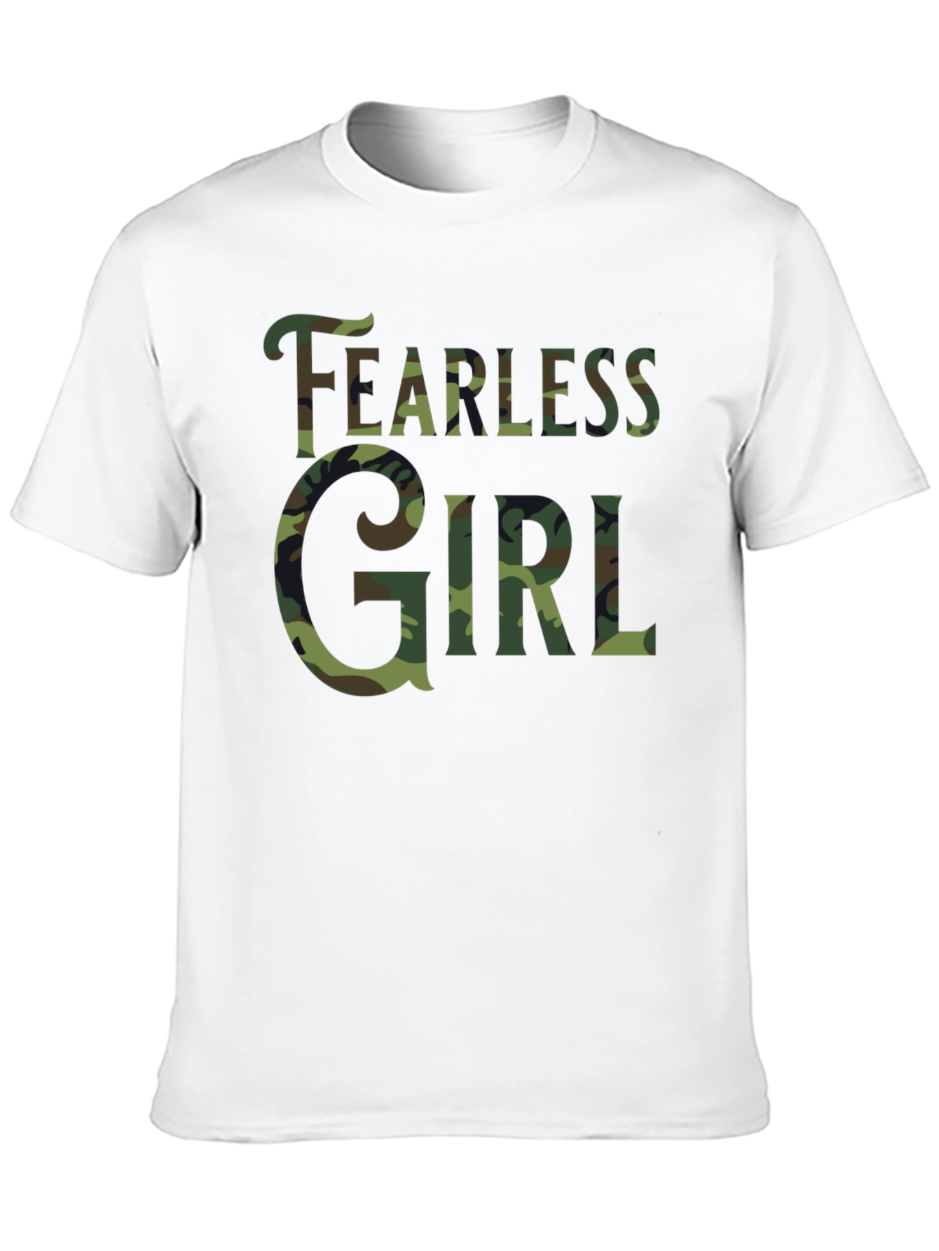 Fearless Girl Camo Print Black T-Shirt