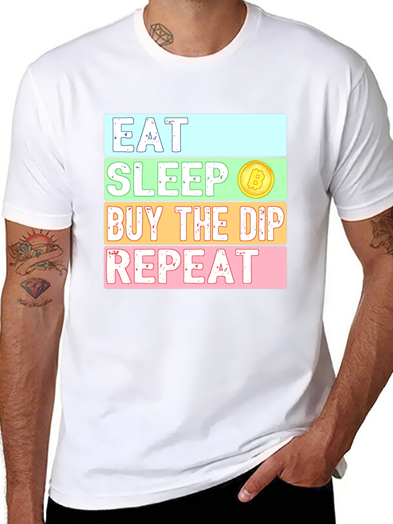 Eat Sleep Buy the Dip Repeat Crypto Bitcoin T-Shirt