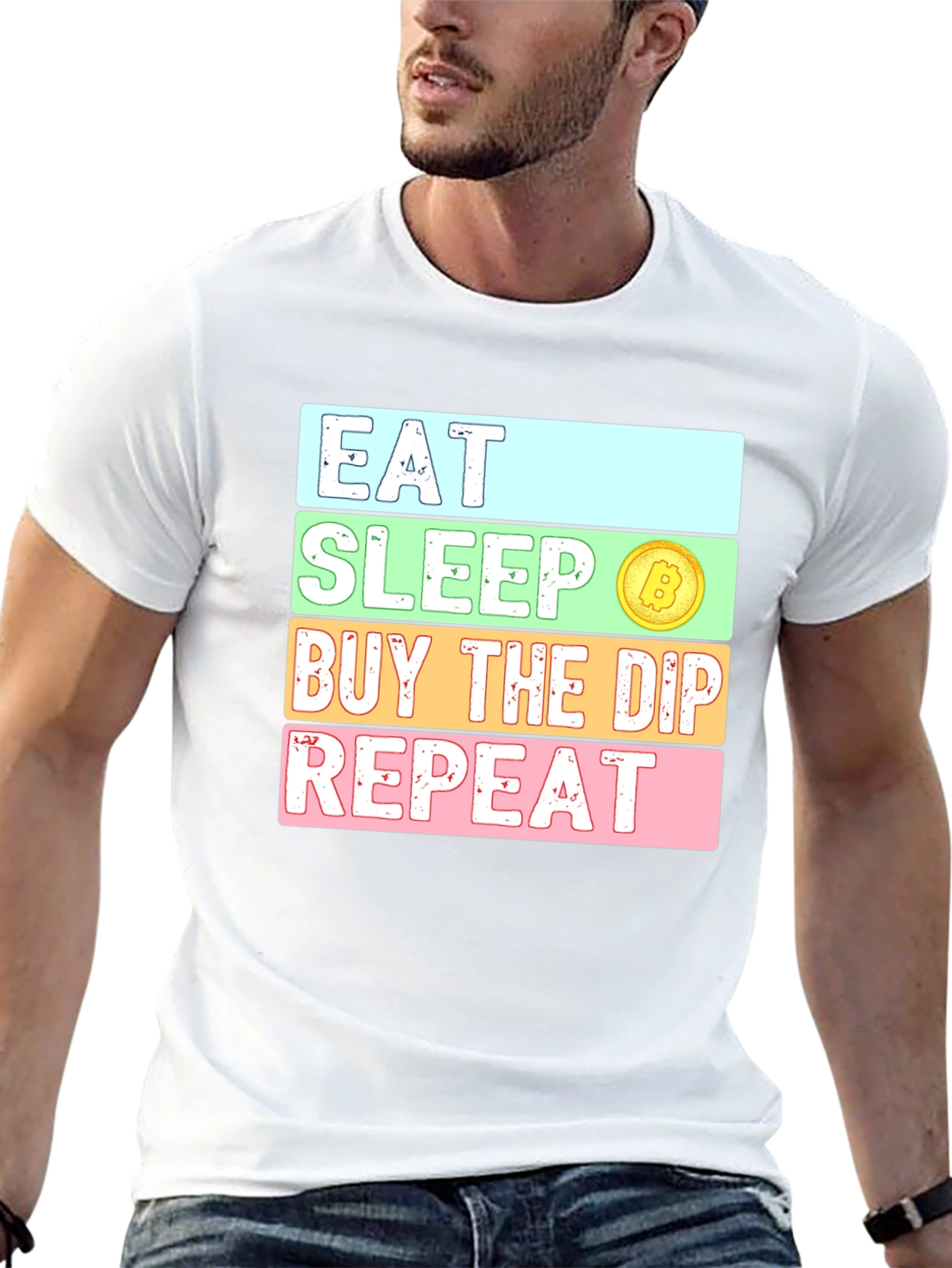Eat Sleep Buy the Dip Repeat Crypto Bitcoin T-Shirt