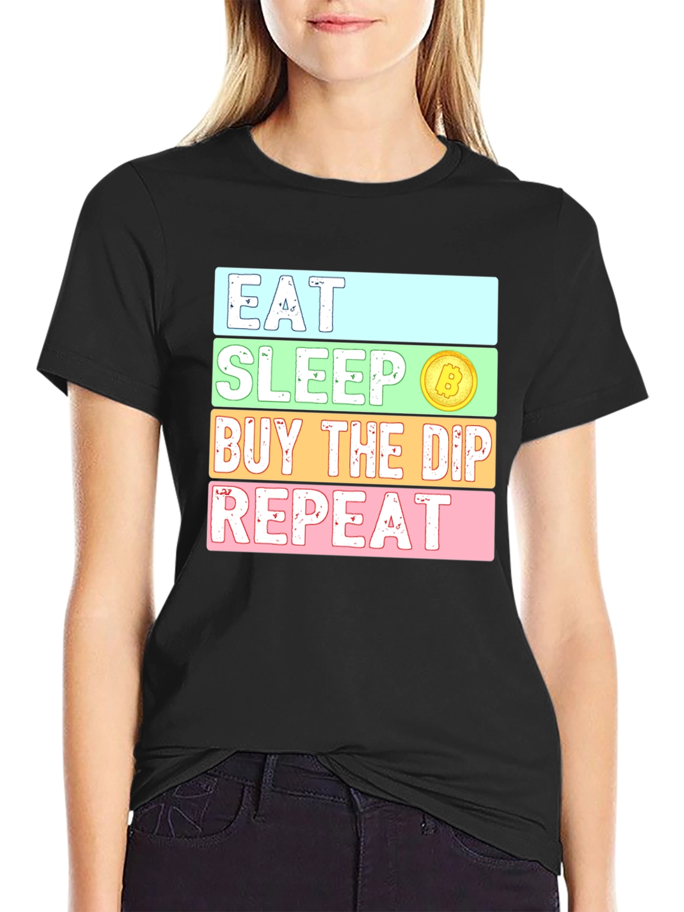 Eat Sleep Buy the Dip Repeat Crypto Bitcoin T-Shirt