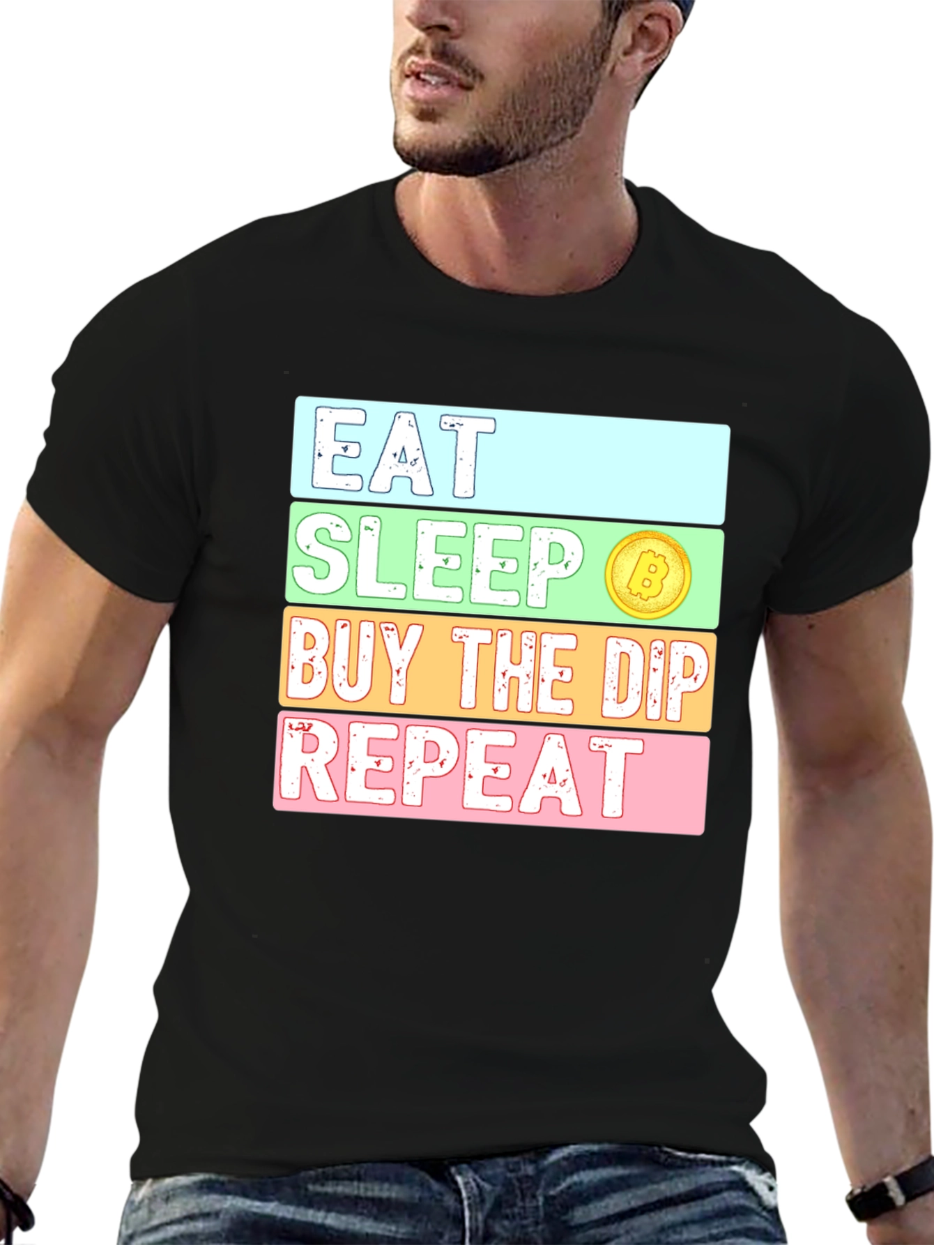 Eat Sleep Buy the Dip Repeat Crypto Bitcoin T-Shirt