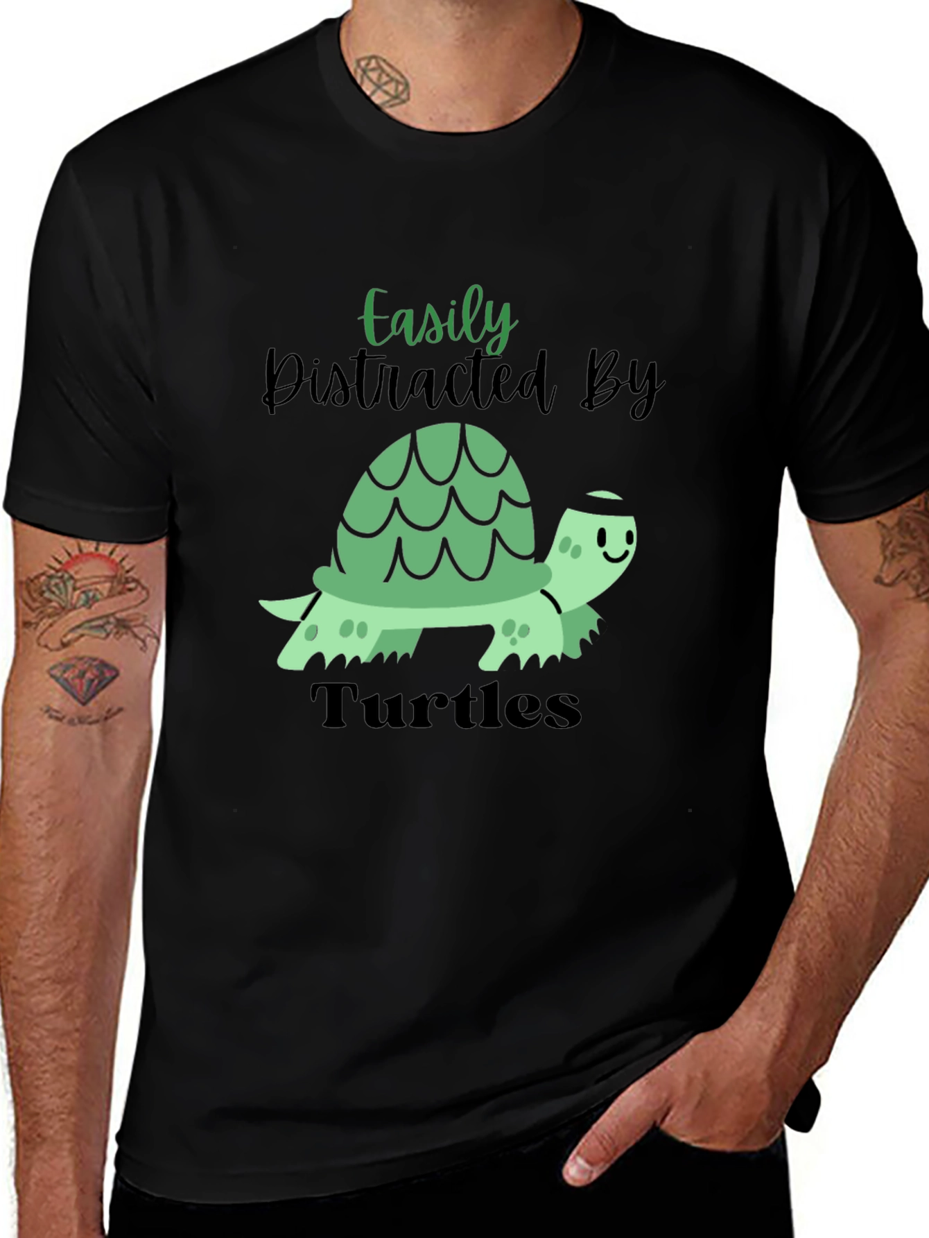 Easily Distracted By Turtles Mens T-Shirt