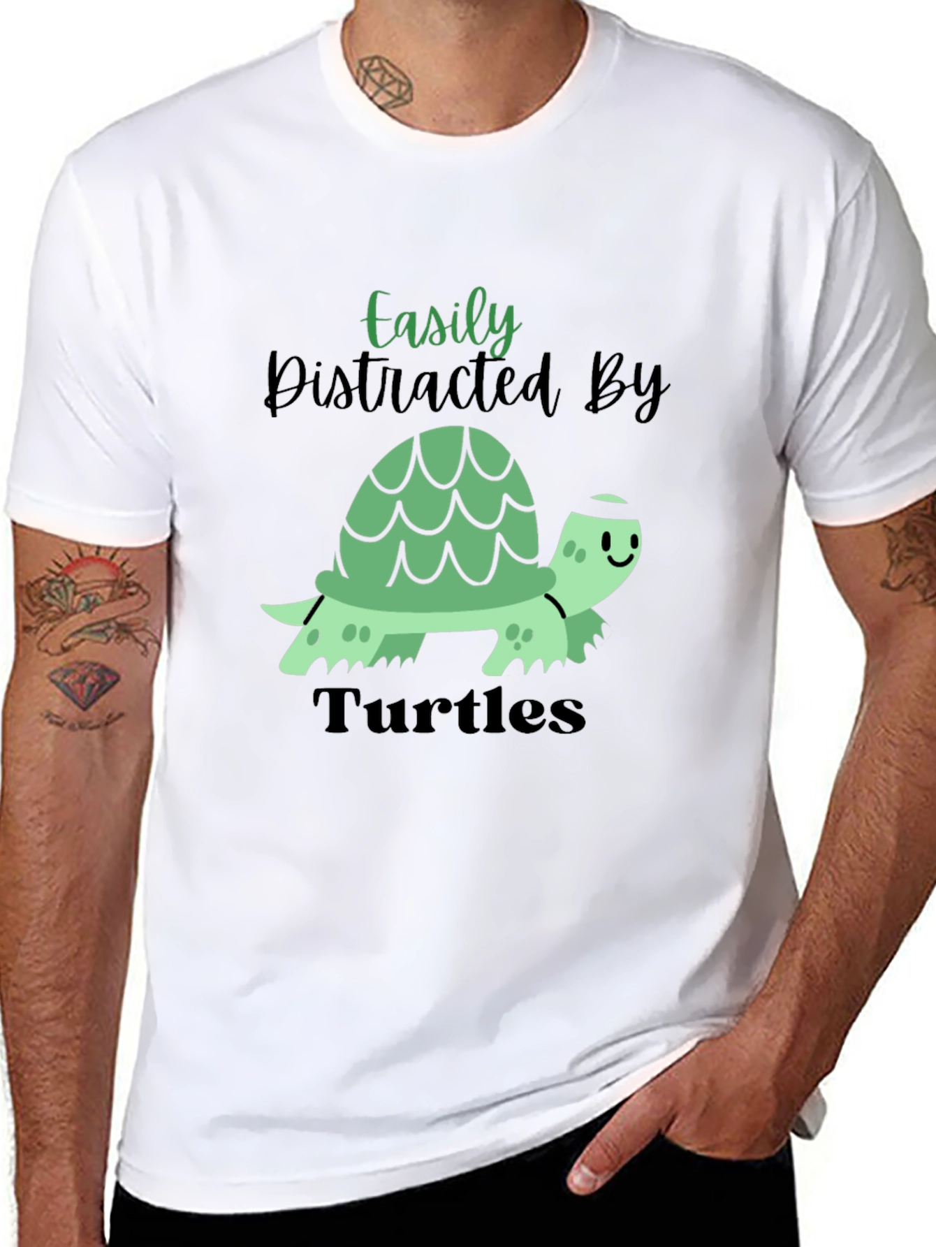 Easily Distracted By Turtles Mens T-Shirt