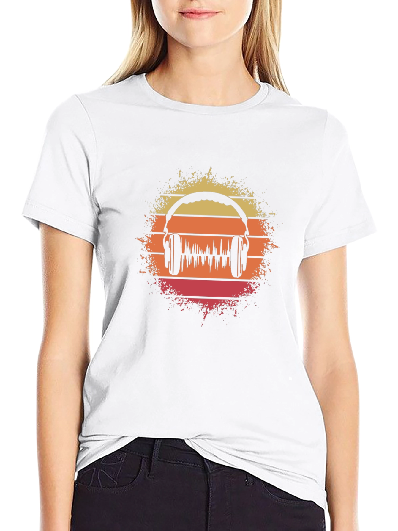 Retro Sunset Headphone Graphic T-Shirt