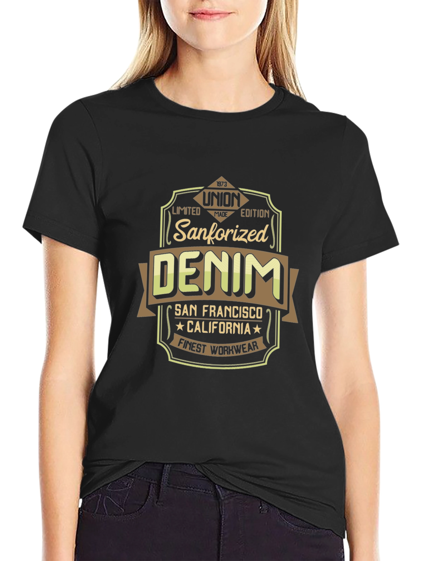 Sanforized Denim Black T-Shirt