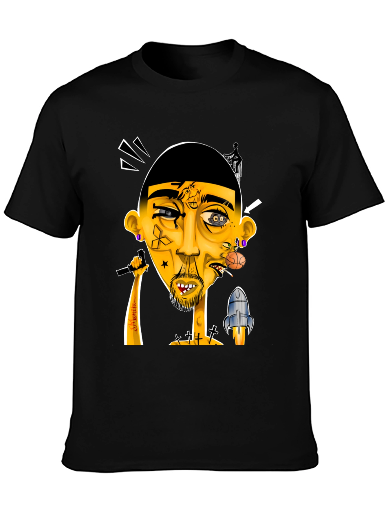 Unique Graphic Print Tee - Artistic Design