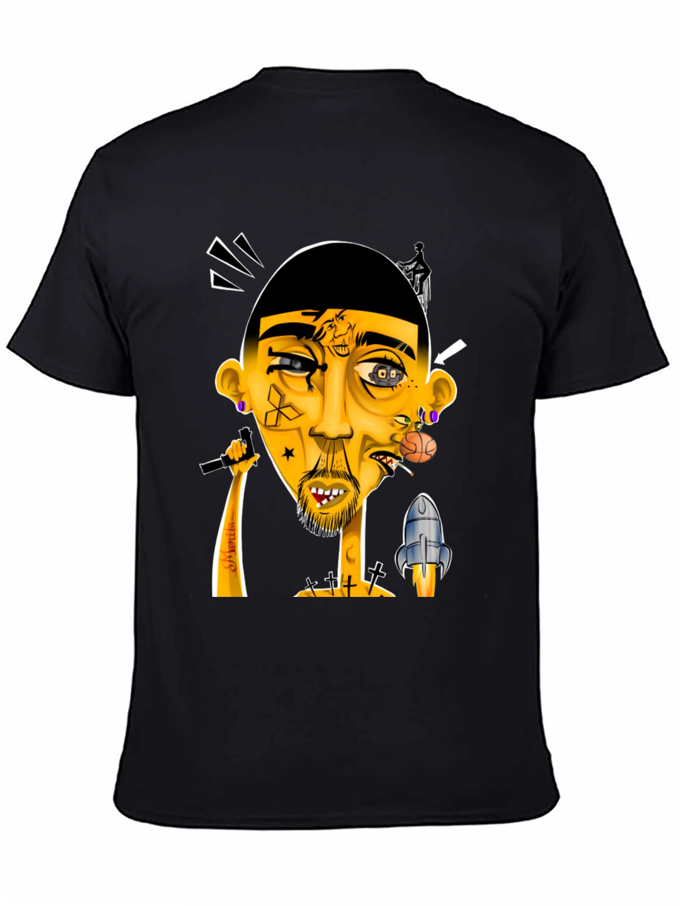 Unique Graphic Print Tee - Artistic Design