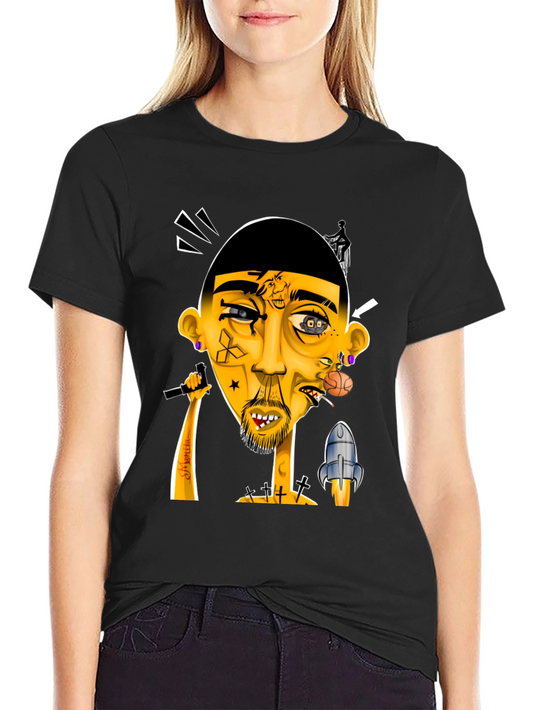 Unique Graphic Print Tee - Artistic Design