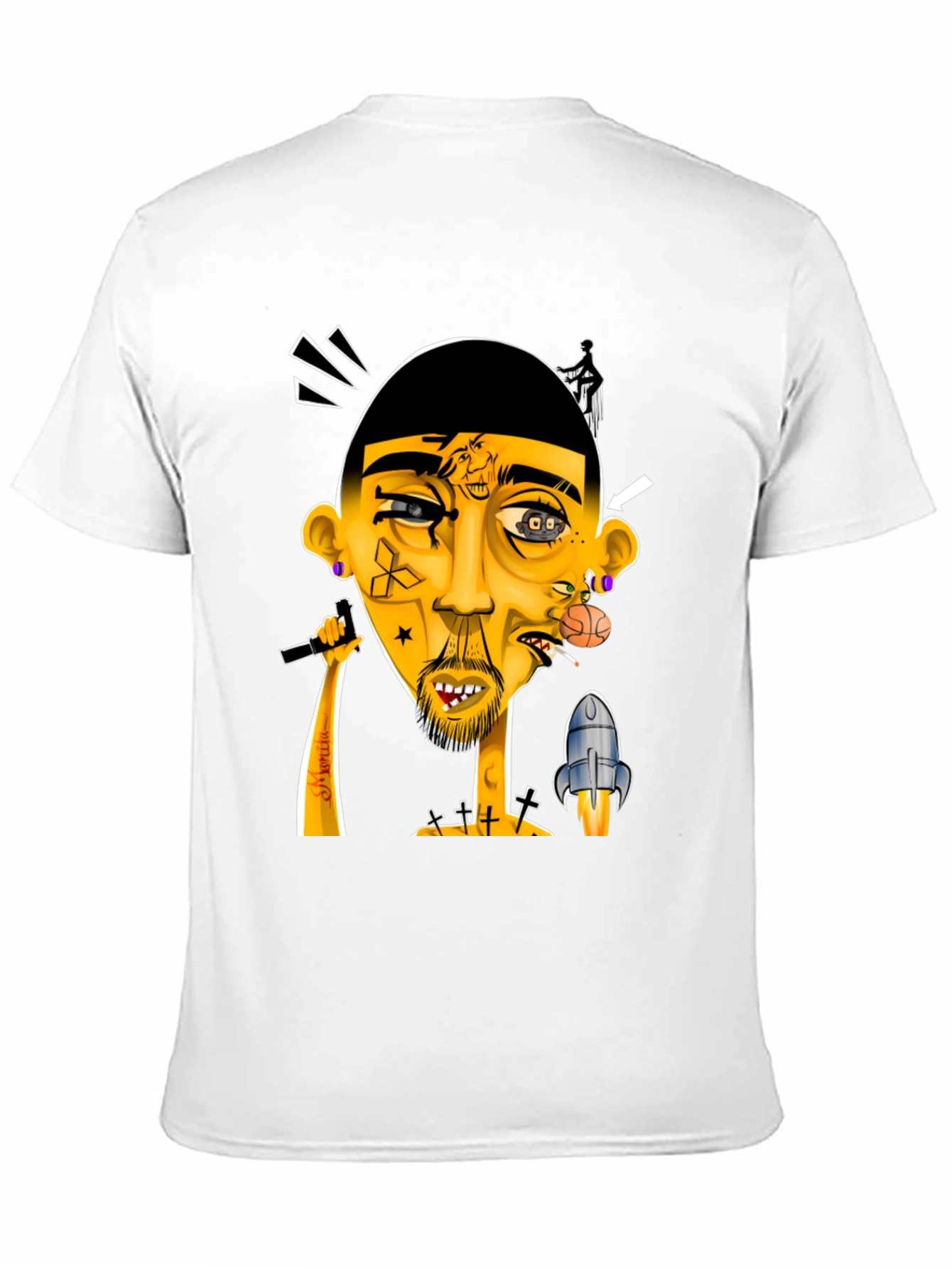 Unique Graphic Print Tee - Artistic Design