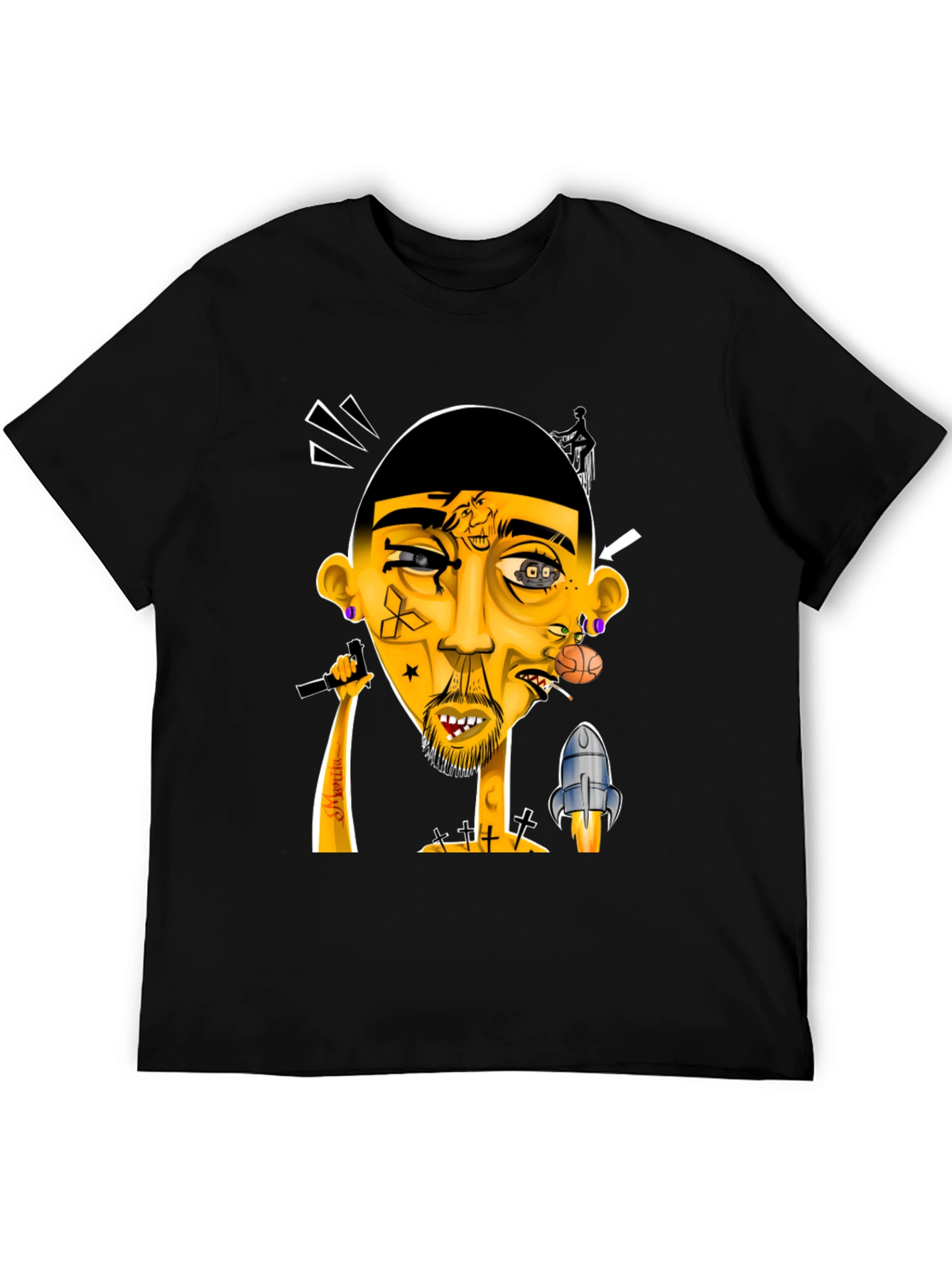Unique Graphic Print Tee - Artistic Design