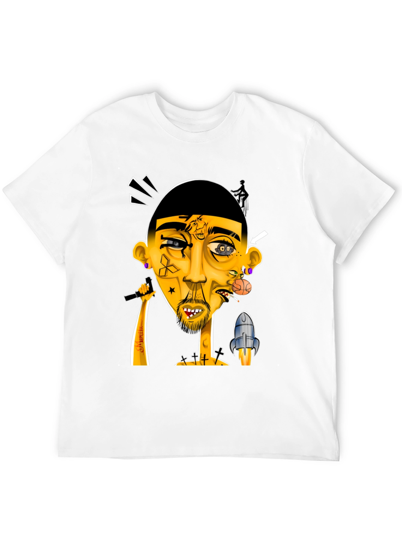 Unique Graphic Print Tee - Artistic Design
