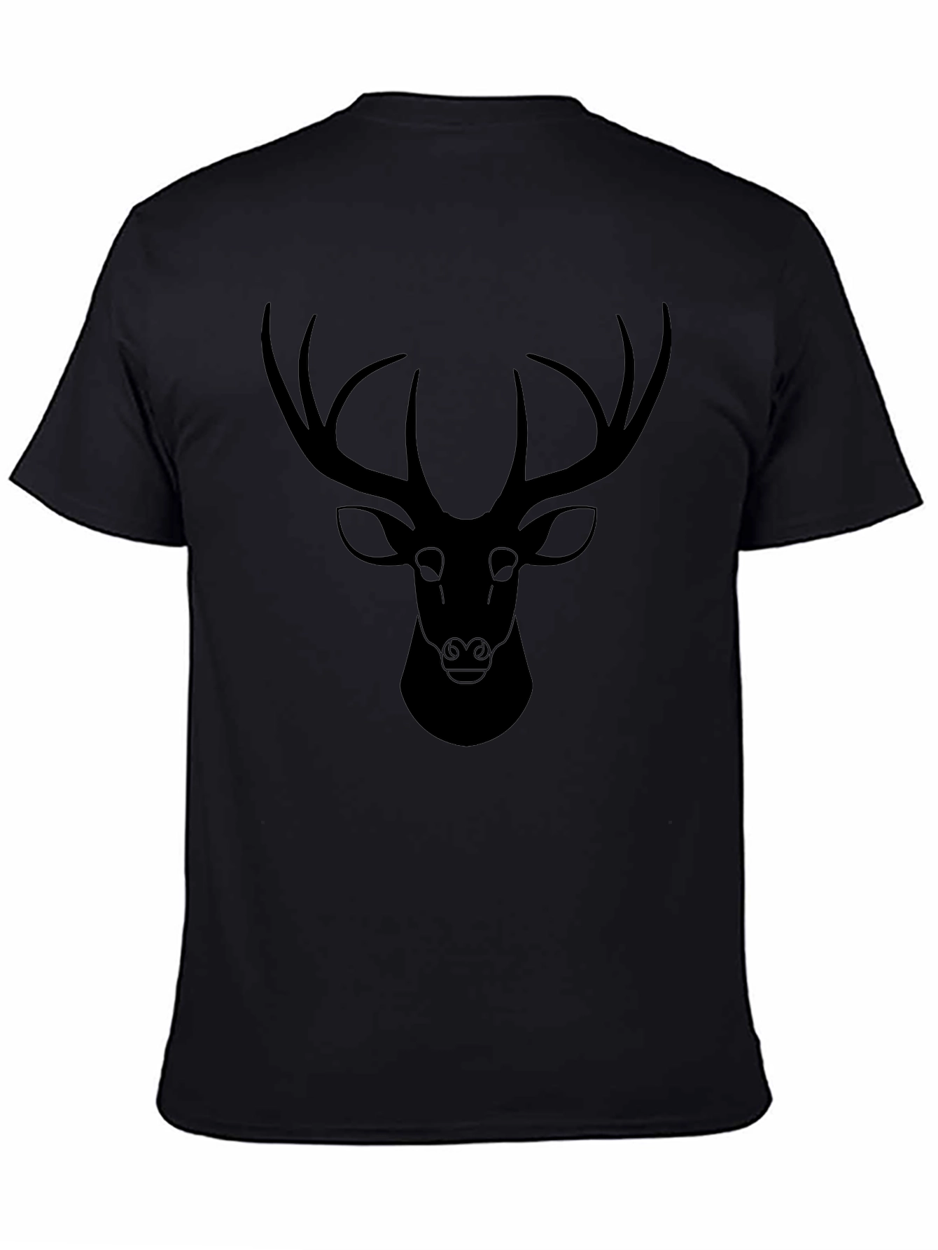 Deer Graphic Print T-Shirt - Black