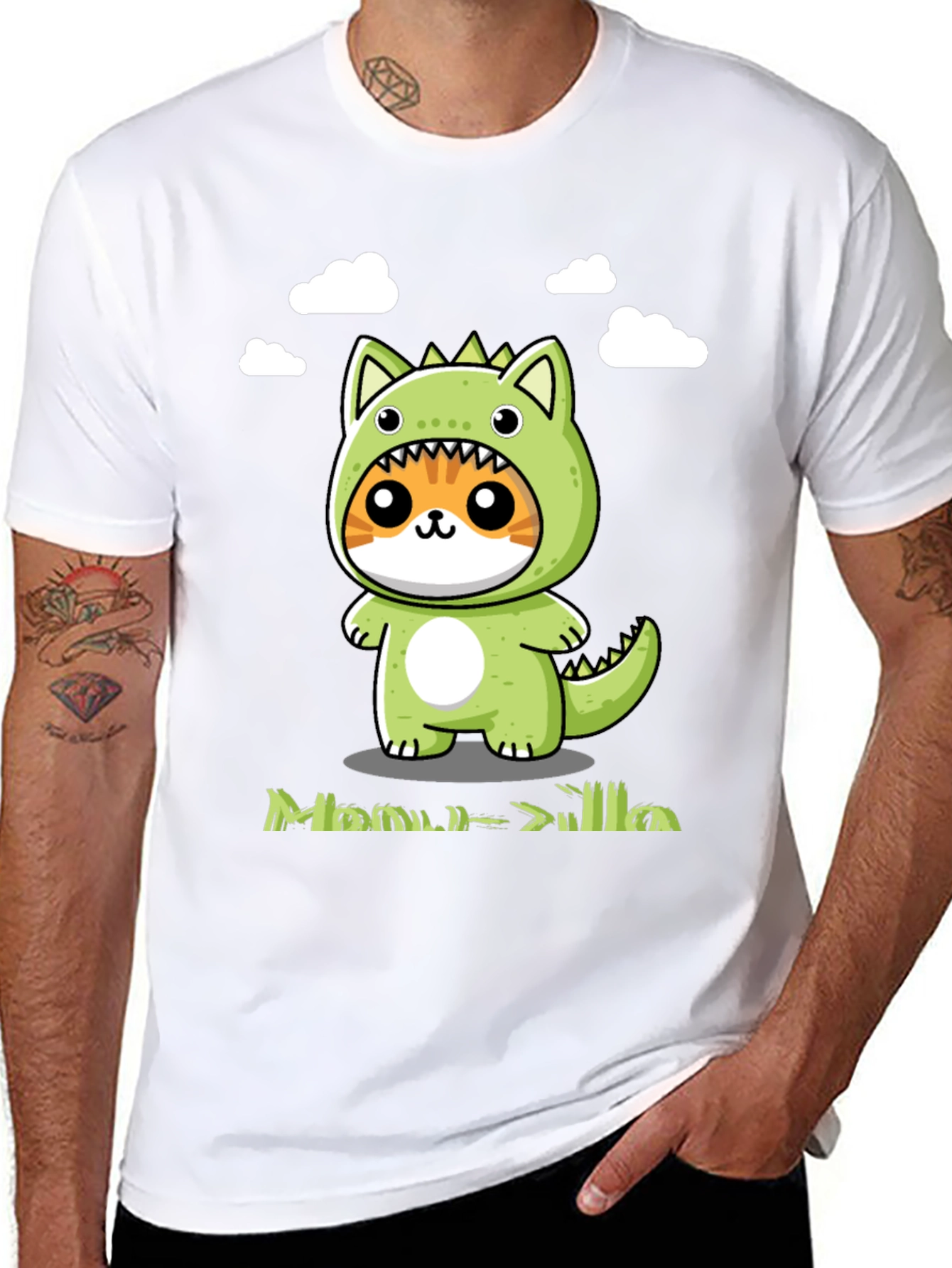 Cute Cat Dinosaur Graphic Tee - Unisex