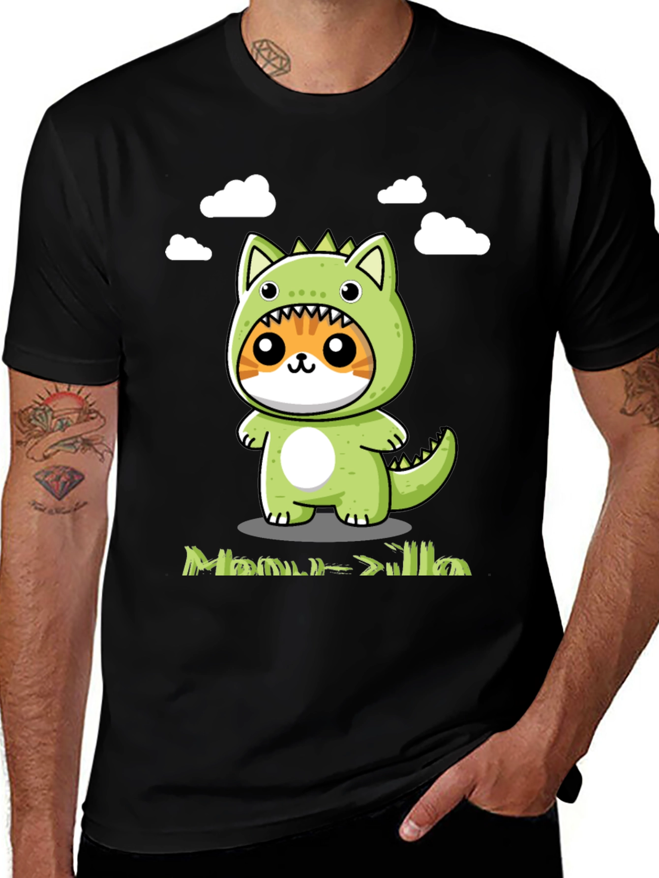 Cute Cat Dinosaur Graphic Tee - Unisex