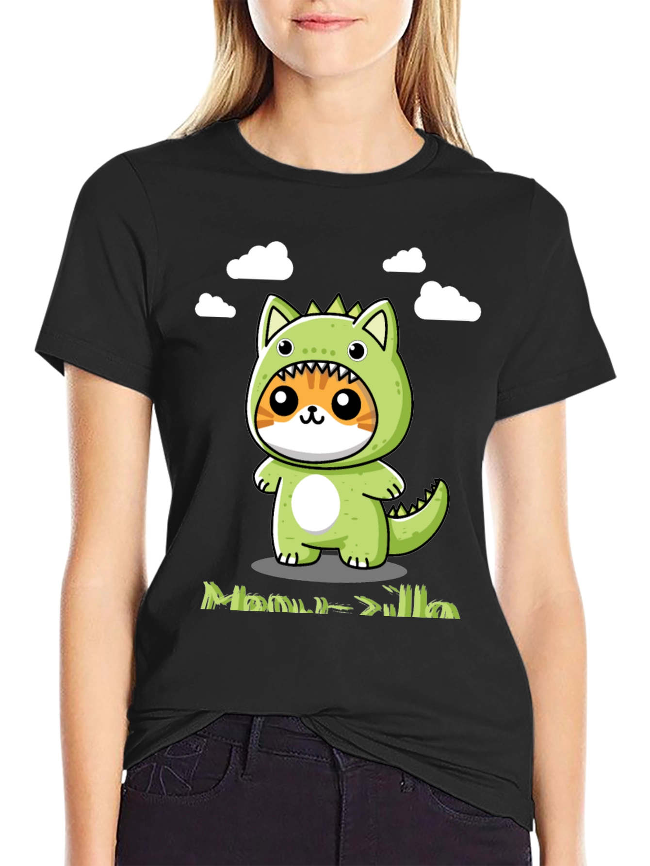 Cute Cat Dinosaur Graphic Tee - Unisex